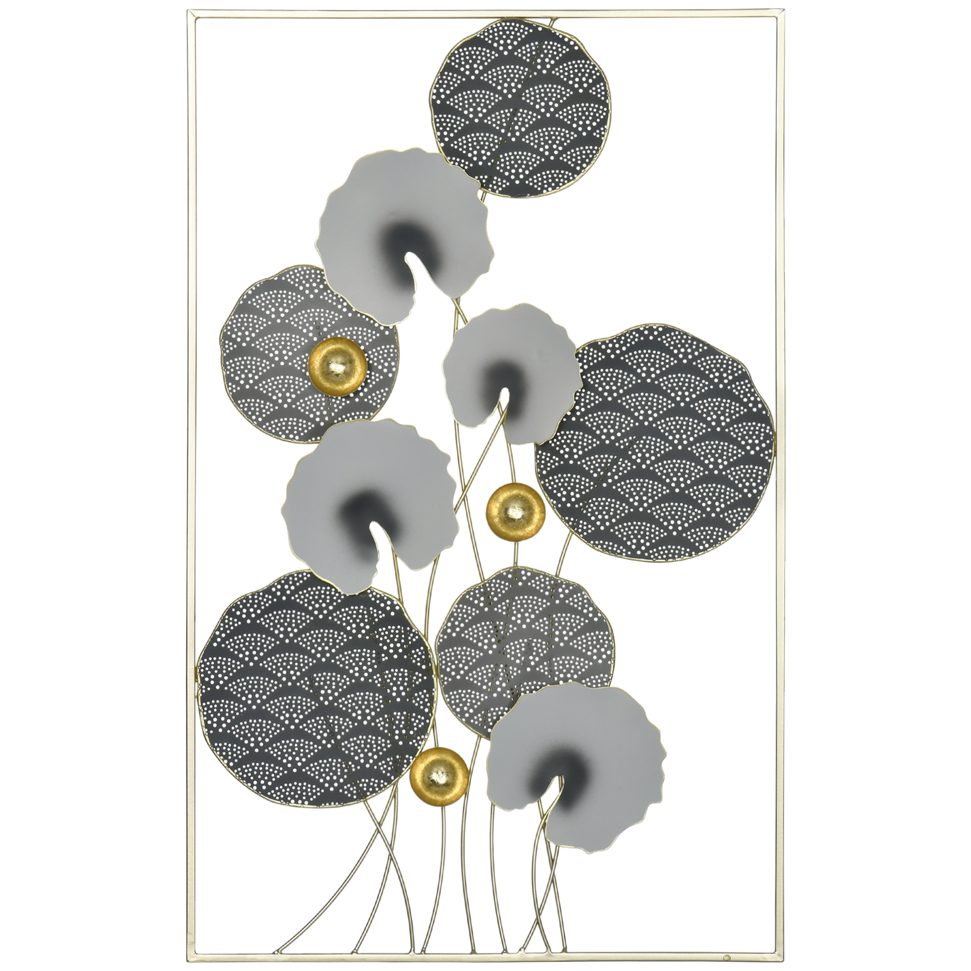 HOMCOM 3D Metal Wall Art Modern Lotus Leaves Hanging Wall Sculpture ...