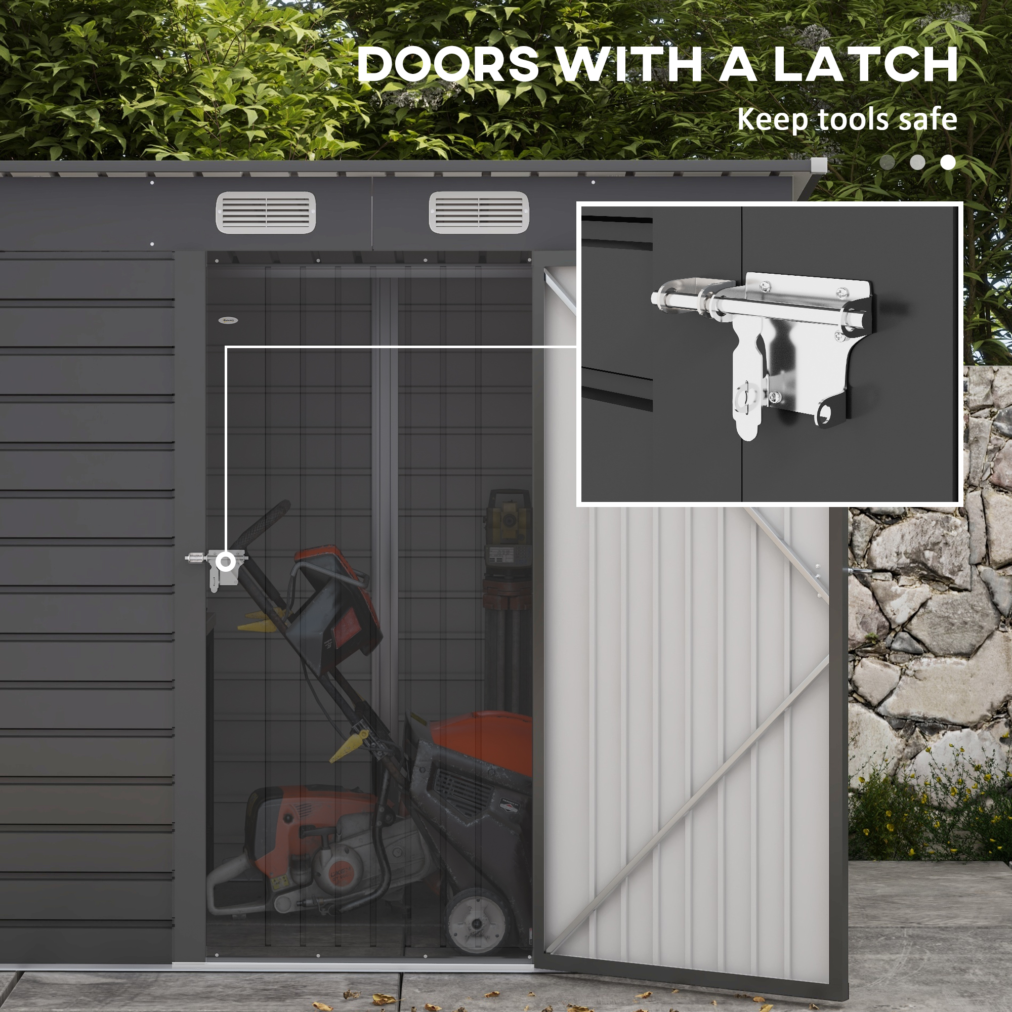 Outsunny 4 x 6ft Galvanised Metal Garden Shed, with Locking Door Grey 5