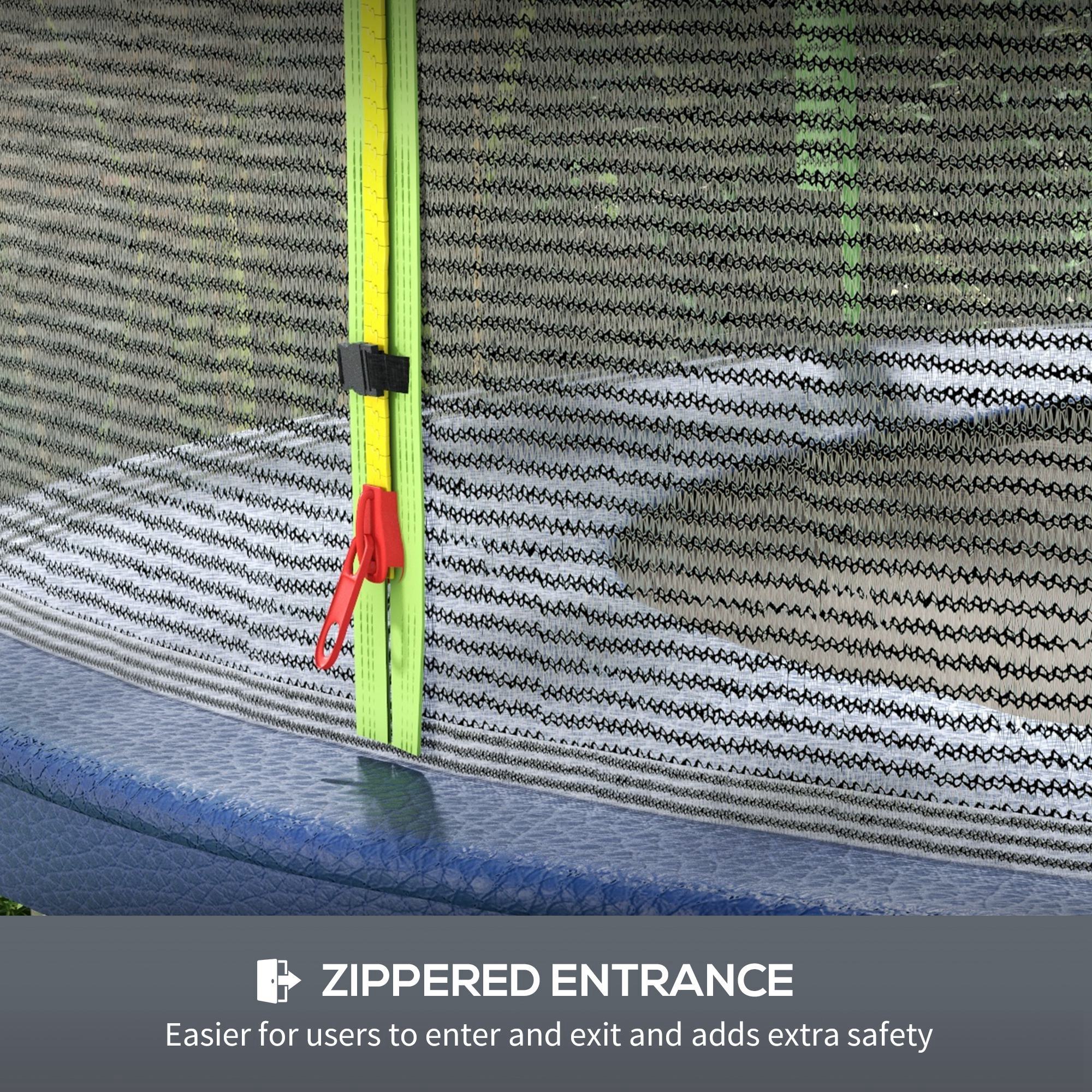 SPORTNOW 10ft Trampoline Net Replacement with 6 Plastic Pole Covers, Weather-Resistant Trampoline Netting Replacement with Zipped Entrance, Poles Not Included, Green 5