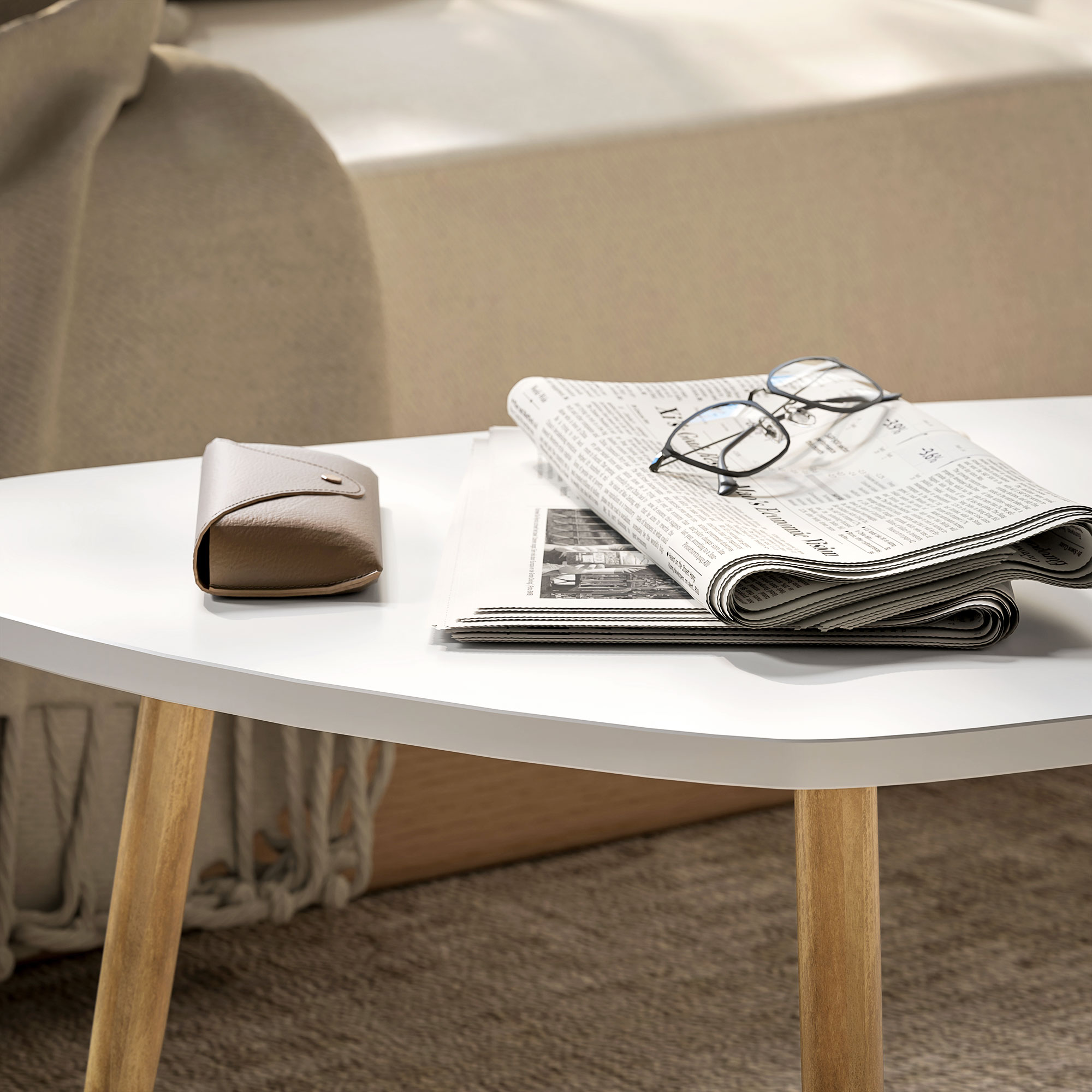 HOMCOM Set of Two Scandinavian-Style Coffee Tables White 9