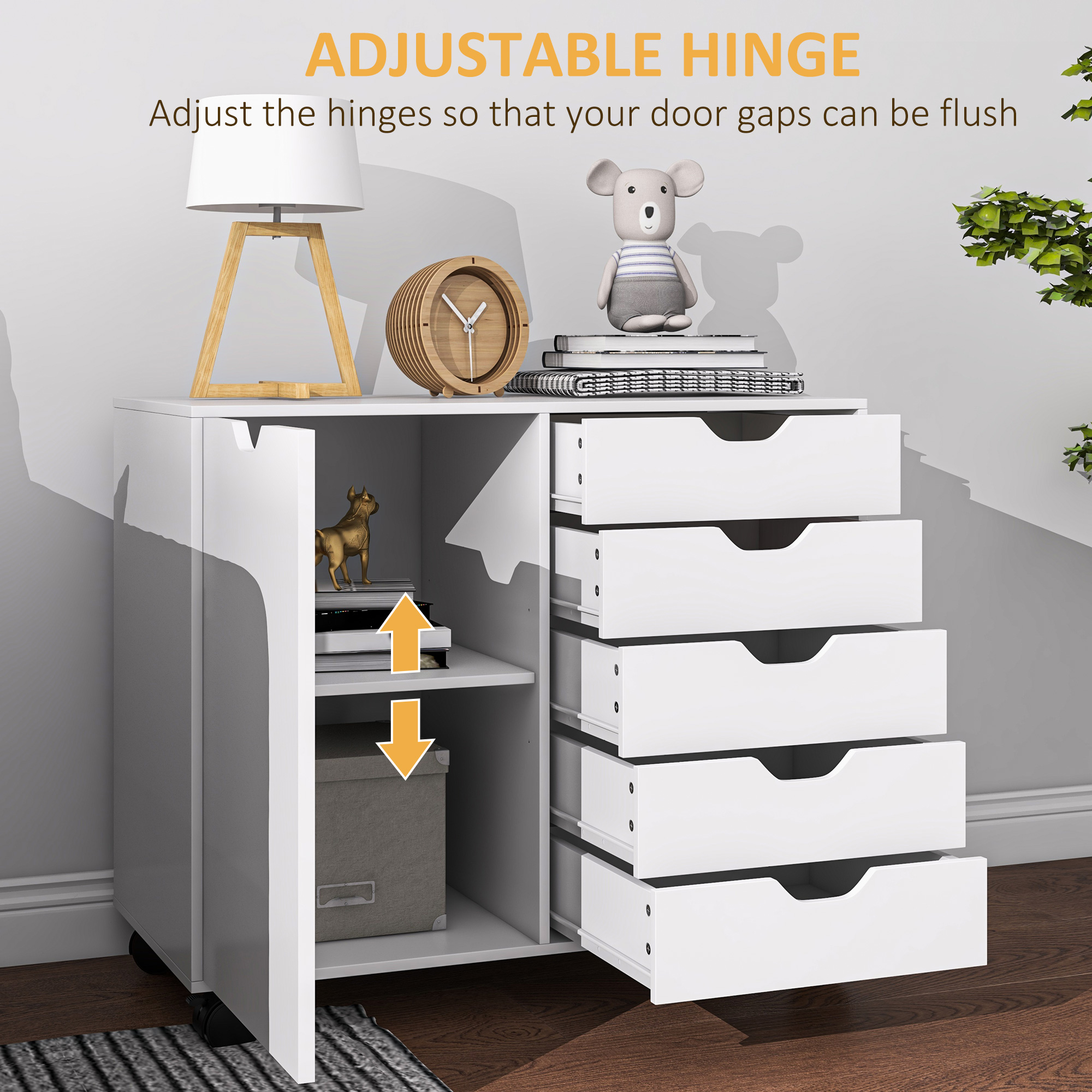 HOMCOM Multi-Storage Mobile Office Storage Cabinet White 8