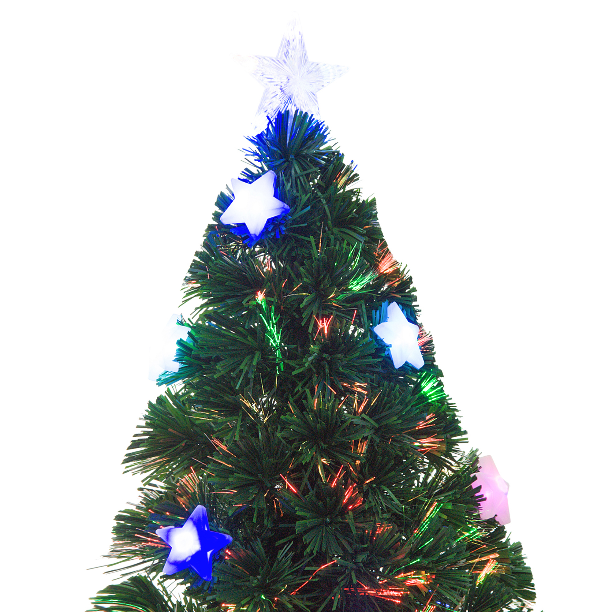 HOMCOM 5FT Prelit Artificial Christmas Tree Fibre Optic Star LED Light Holiday Home Xmas Decoration with LED Light for Indoor Party, Green 9