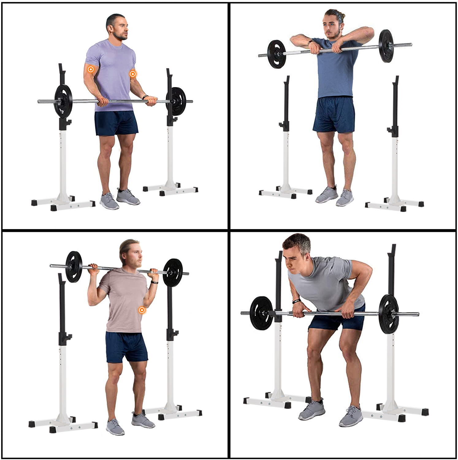 Support D’haltères HOMCOM – Hauteur Réglable 105-160 Cm, Charge Max 150 Kg, Acier, Antidérapant, Noir Et Blanc