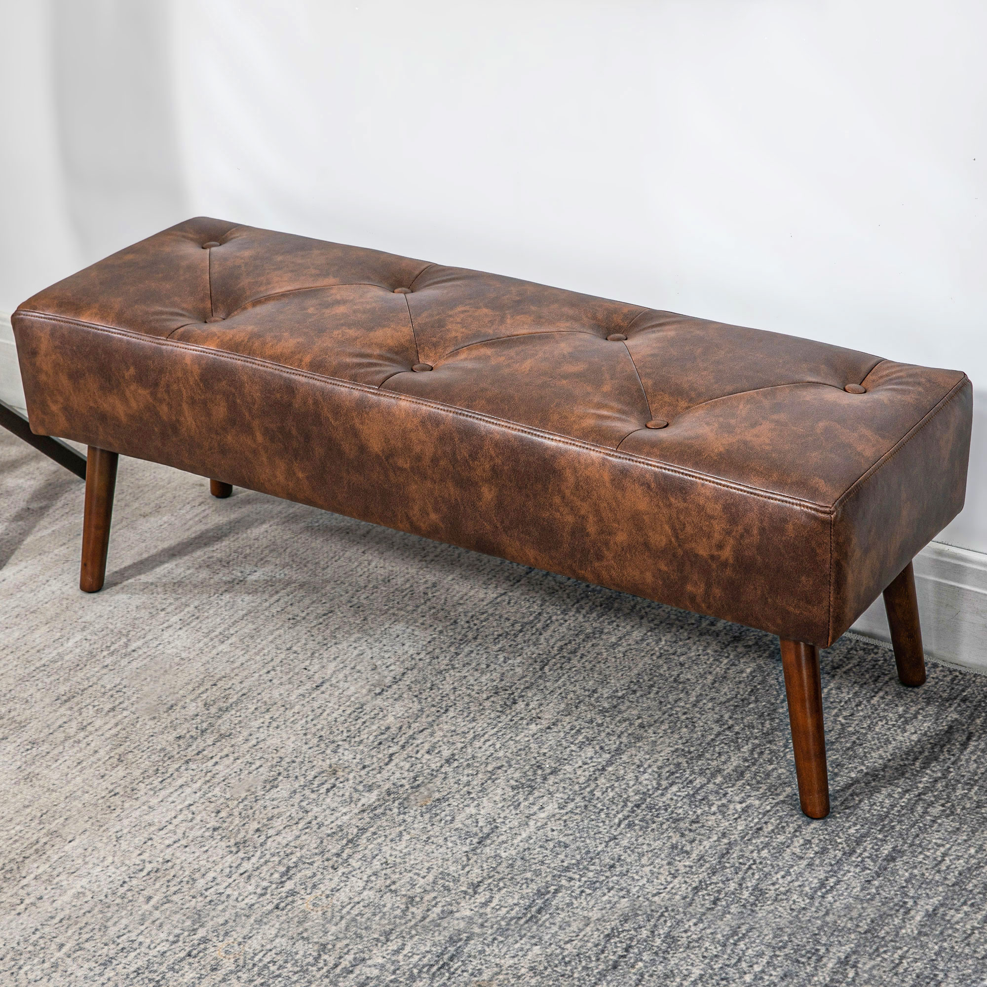 HOMCOM Banc bout de lit banquette assise rembourrée 2 oreillers