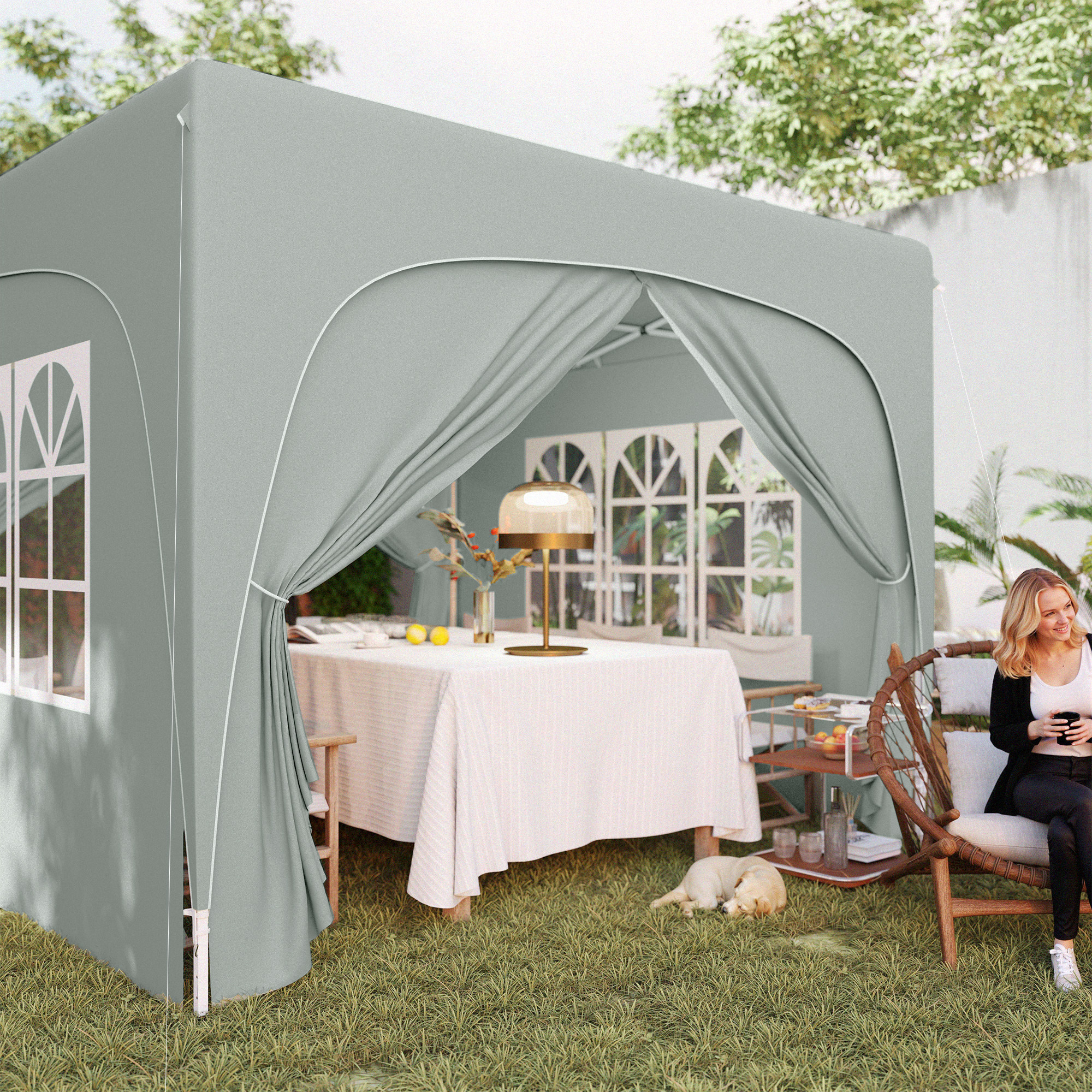 Outsunny 3 x 3m Pop-Up Gazebo Shelter, with Accessories Light Grey 9