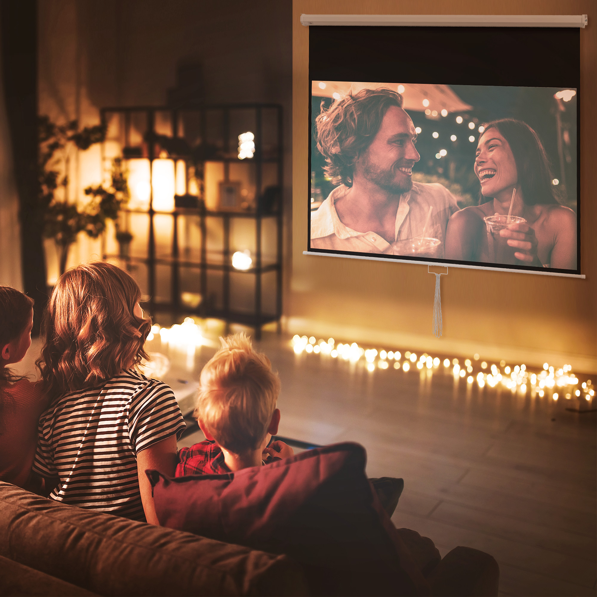 HOMCOM Telo Proiettore 100" Rapporto 16:9 Fissaggio A Muro E Soffitto