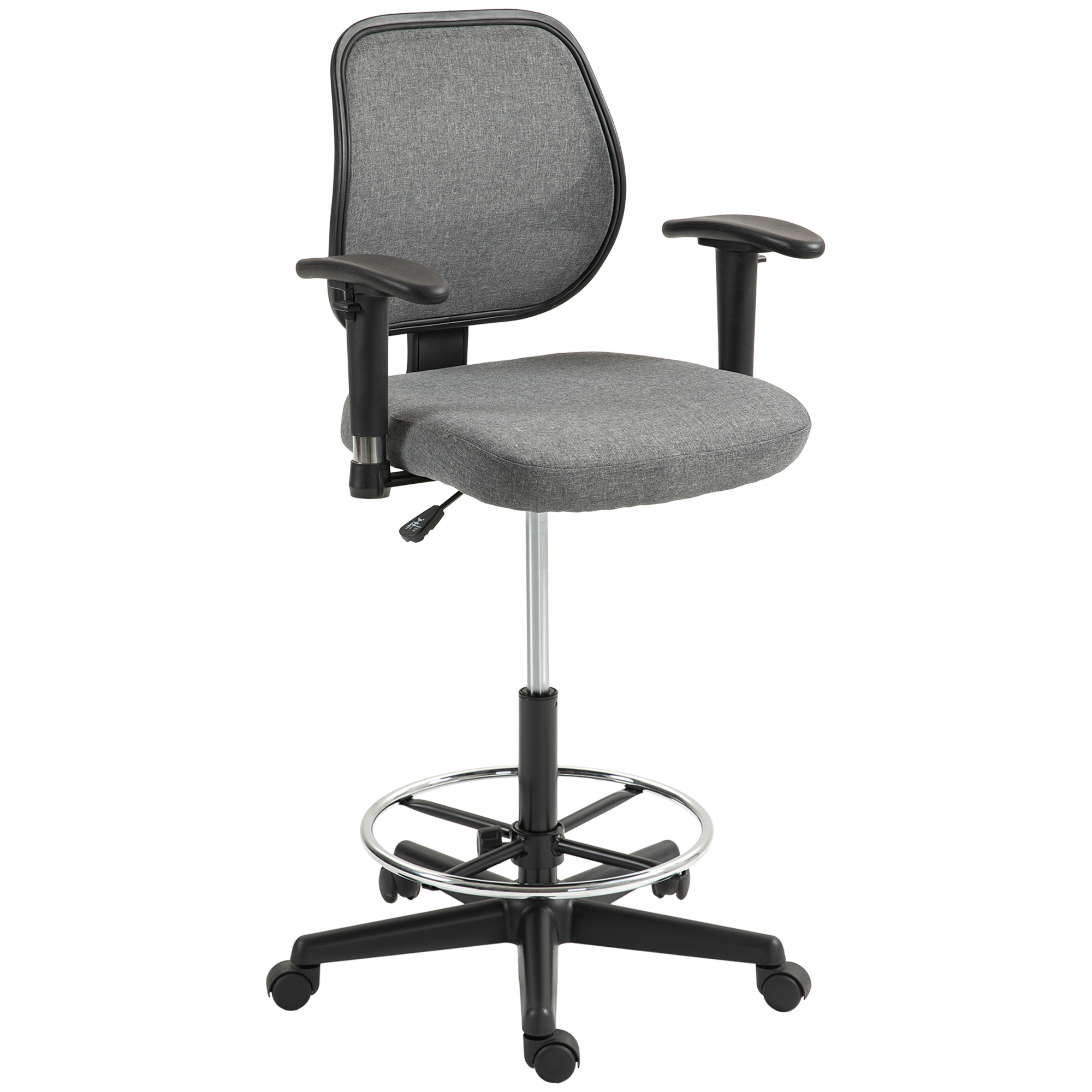 Vinsetto Fauteuil de bureau ergonomique, régalable, avec roulettes, bureau, confort bureau en tissu, polyester, plastique gris Aosom France