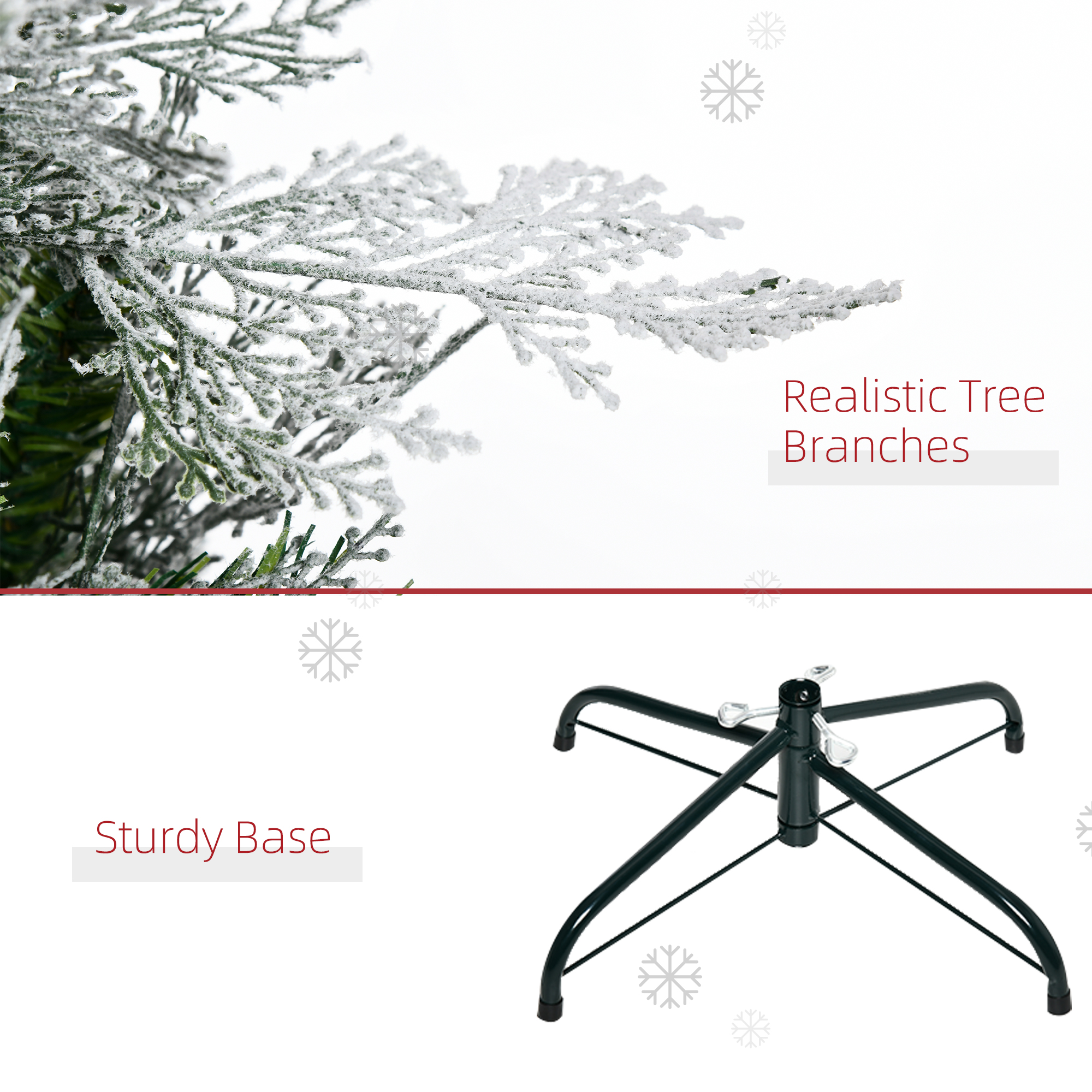 HOMCOM 6 Ft Pencil Snow Flocked Artificial Christmas Tree with Realistic Cypress Branches, Auto Open, Green 7