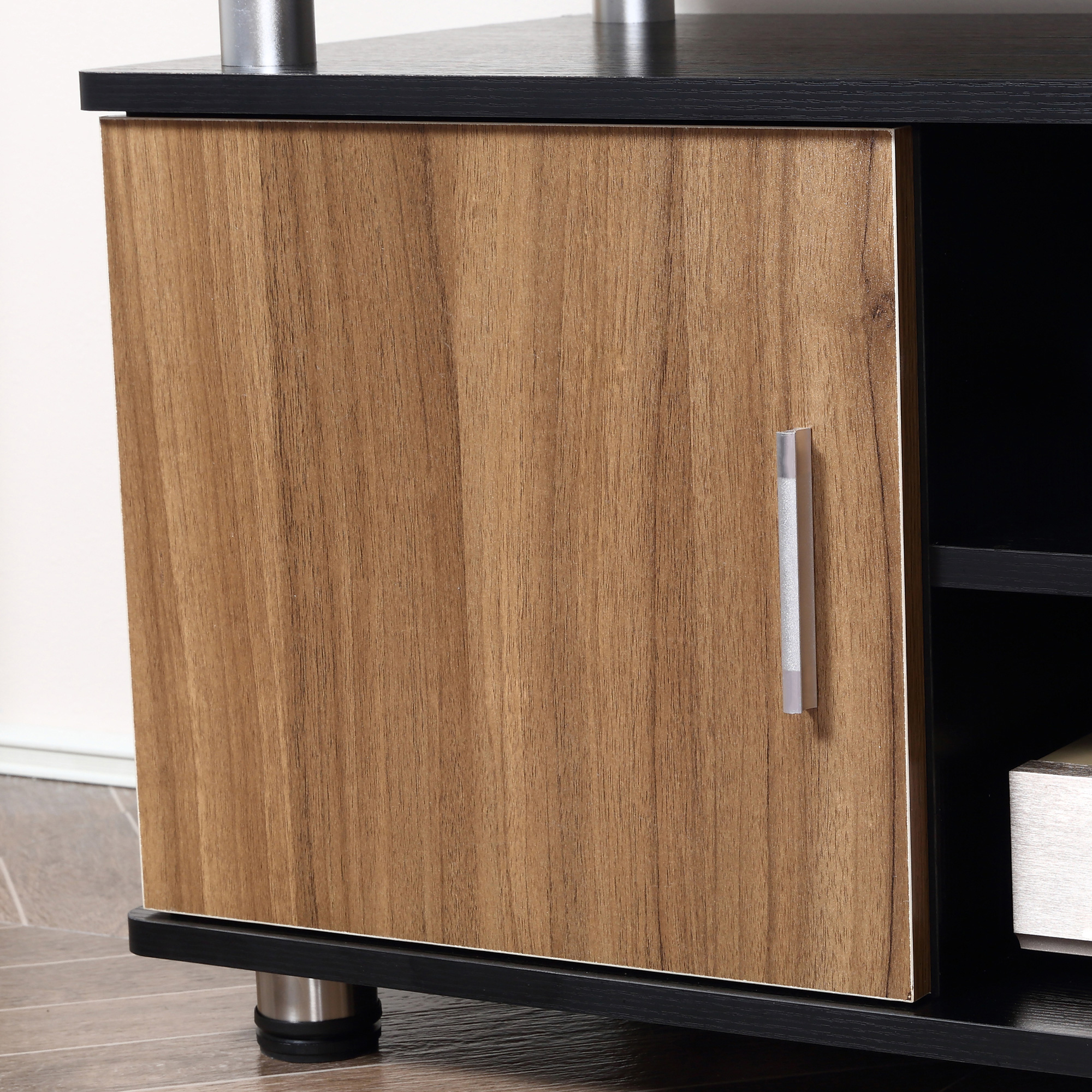 Mobile TV HOMCOM Con Armadietti E Ripiani – Per TV Fino A 50'', Legno E Alluminio