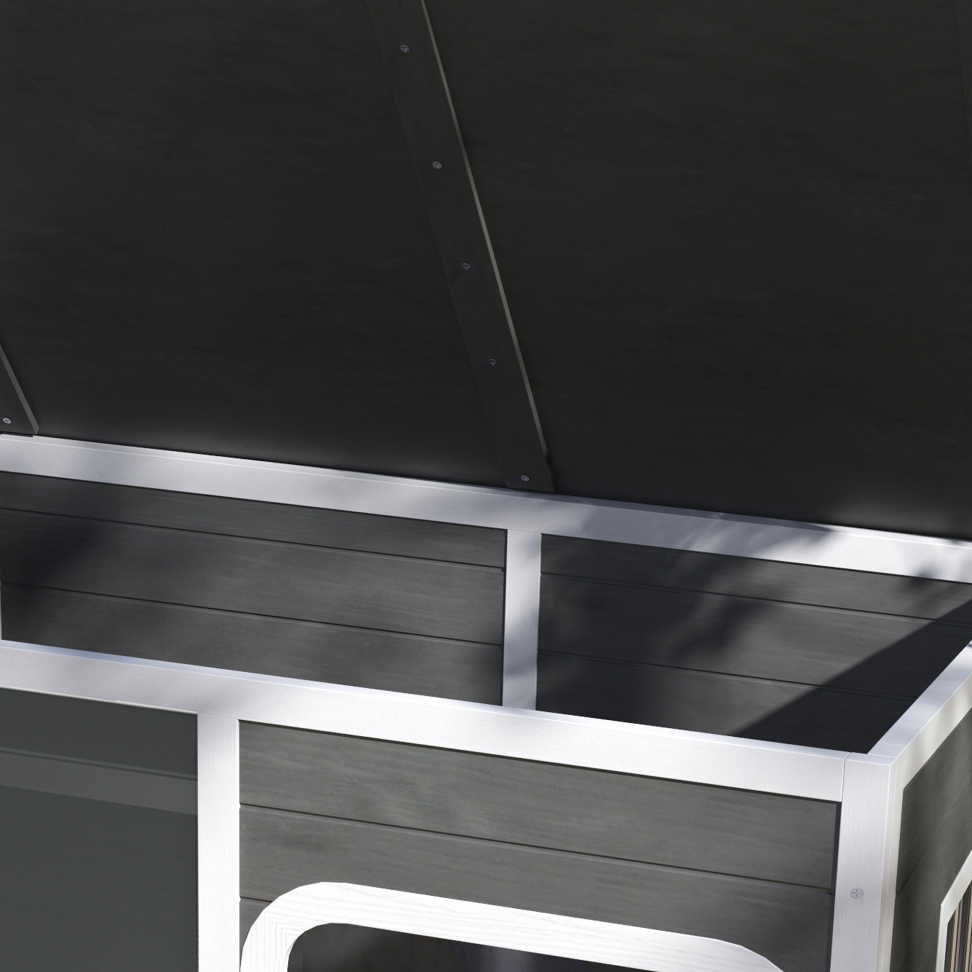 PawHut Wooden Outdoor Dog House, with Asphalt Openable Top, Removable Floor, Clear Front Panel, Curtain, 103 x 77 x 83cm 9