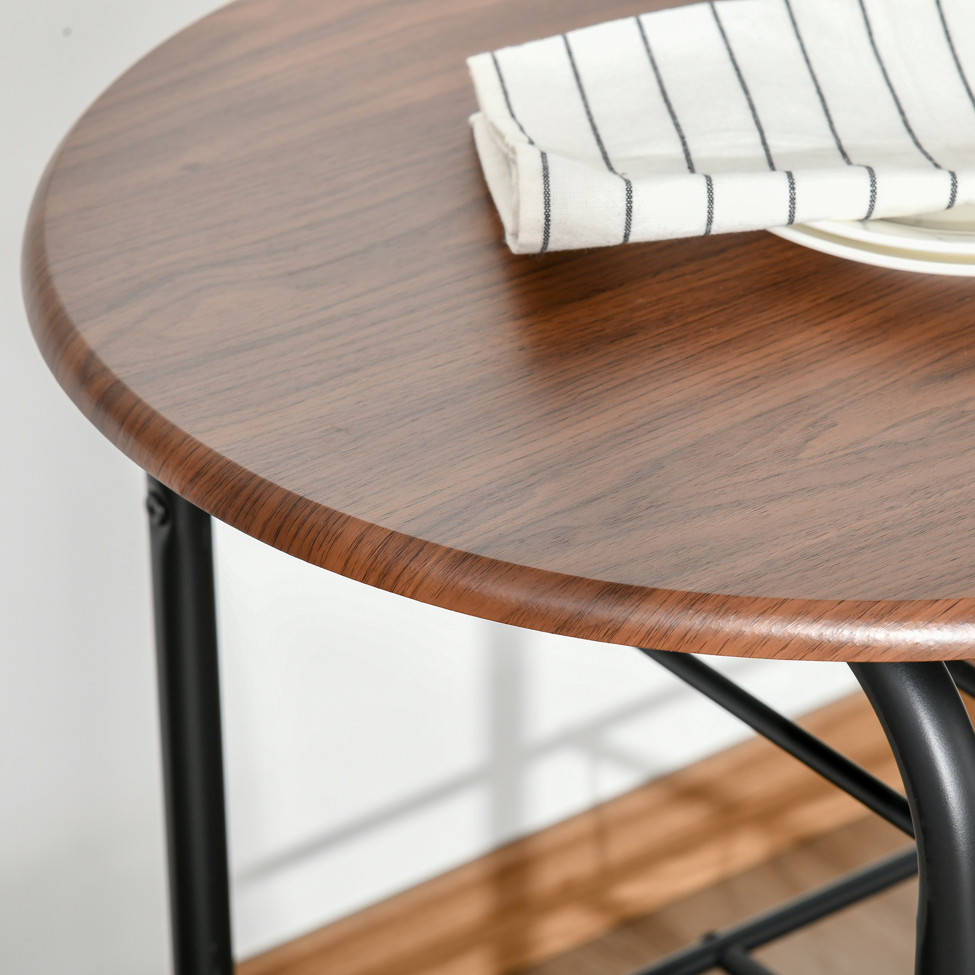 HOMCOM Dining Table and Chairs Set 3, Breakfast Bar Table and 2 Chairs w/ Shelf, Wood-Effect Tabletop for Small Space 8