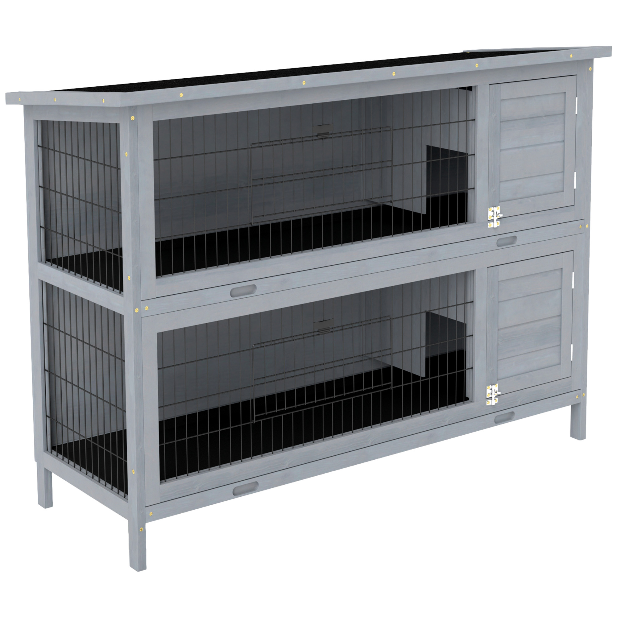 PawHut 3 Level DIY Pet Playpen Metal Small Animal Cage Rabbit Ferret Chinchillas Cage 4 Doors Bottom Trays Black