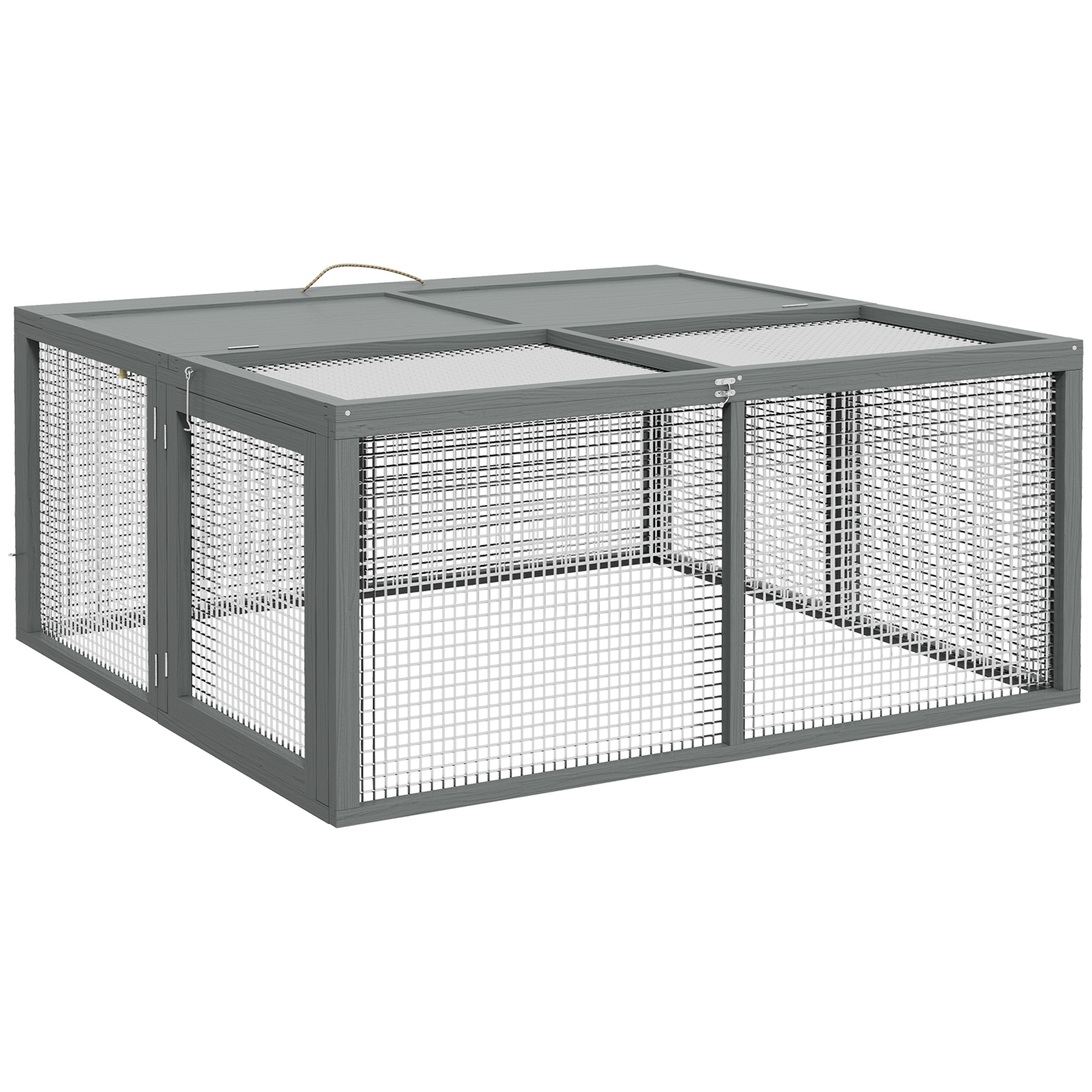 PawHut Wooden Hamster Cage with Water Bottle, Platforms, Openable Roof, Sliding Tray, Hut, Seesaws, Natural Wood Finish