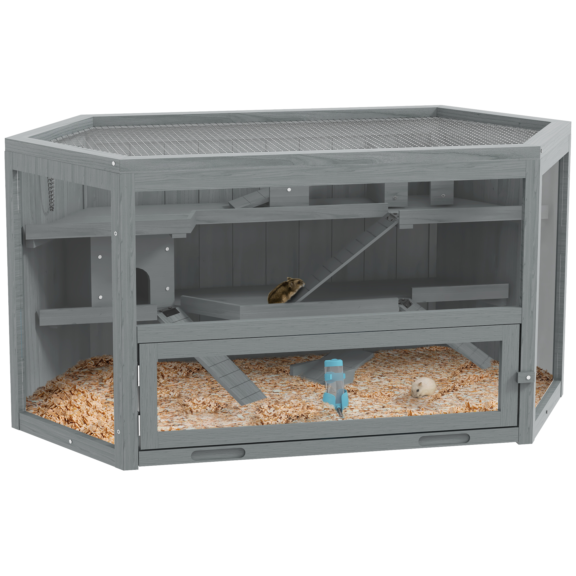 PawHut Metal Rabbit Run Playpen, Guinea Pig Cage, 220 x 103 x 103cm, Beige
