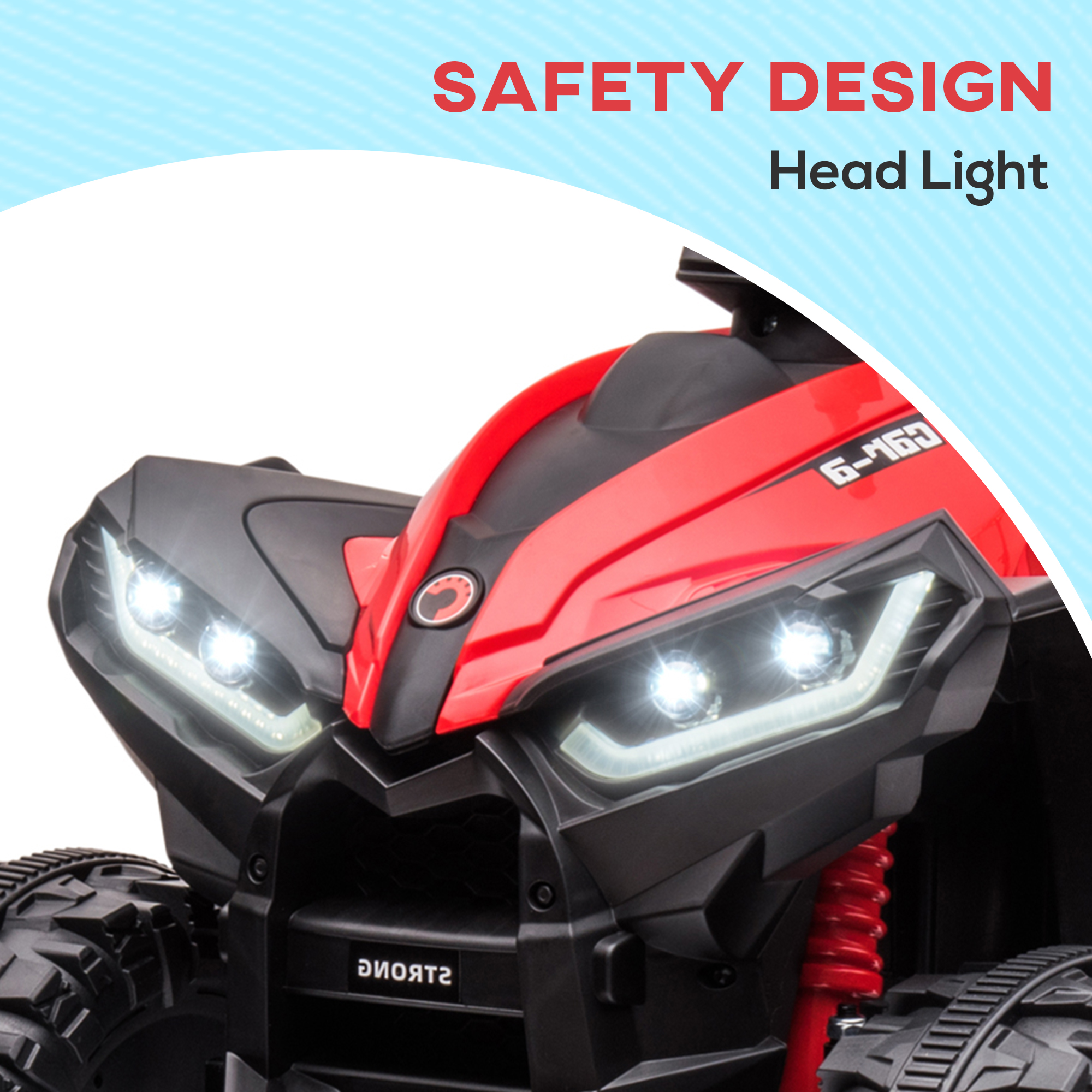 HOMCOM 12V Ride-On Quad Bike w/ Music, Horn, for Ages 3-5 Years Red 6