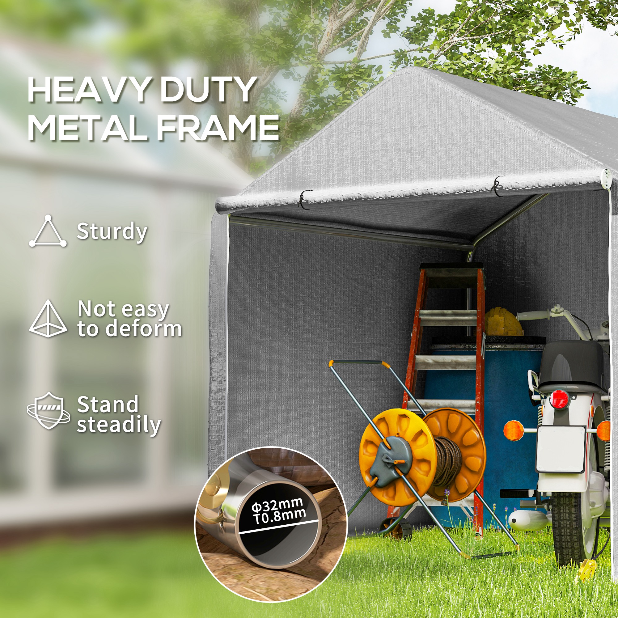 Outsunny 2 x 2m Garden Fabric Storage Tent Grey 4