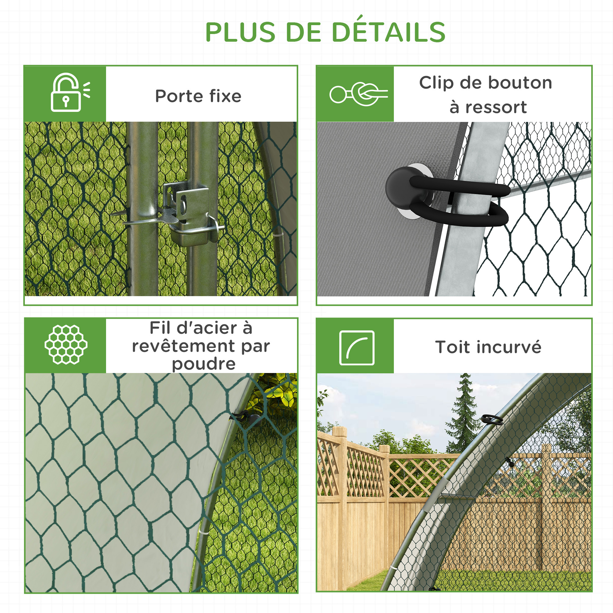 Poulailler - PawHut - porte verouillable - 10-15 poules - bâche imperméable et anti-UV - en acier galvanisé - 3x3,4x1,9m - argenté - Animalerie Poulailler - PawHut - porte verouillable - 10-15 poules - bâche imperméable et anti-UV - en acier galvanisé - 3x3,4x1,9m - argenté - Animalerie