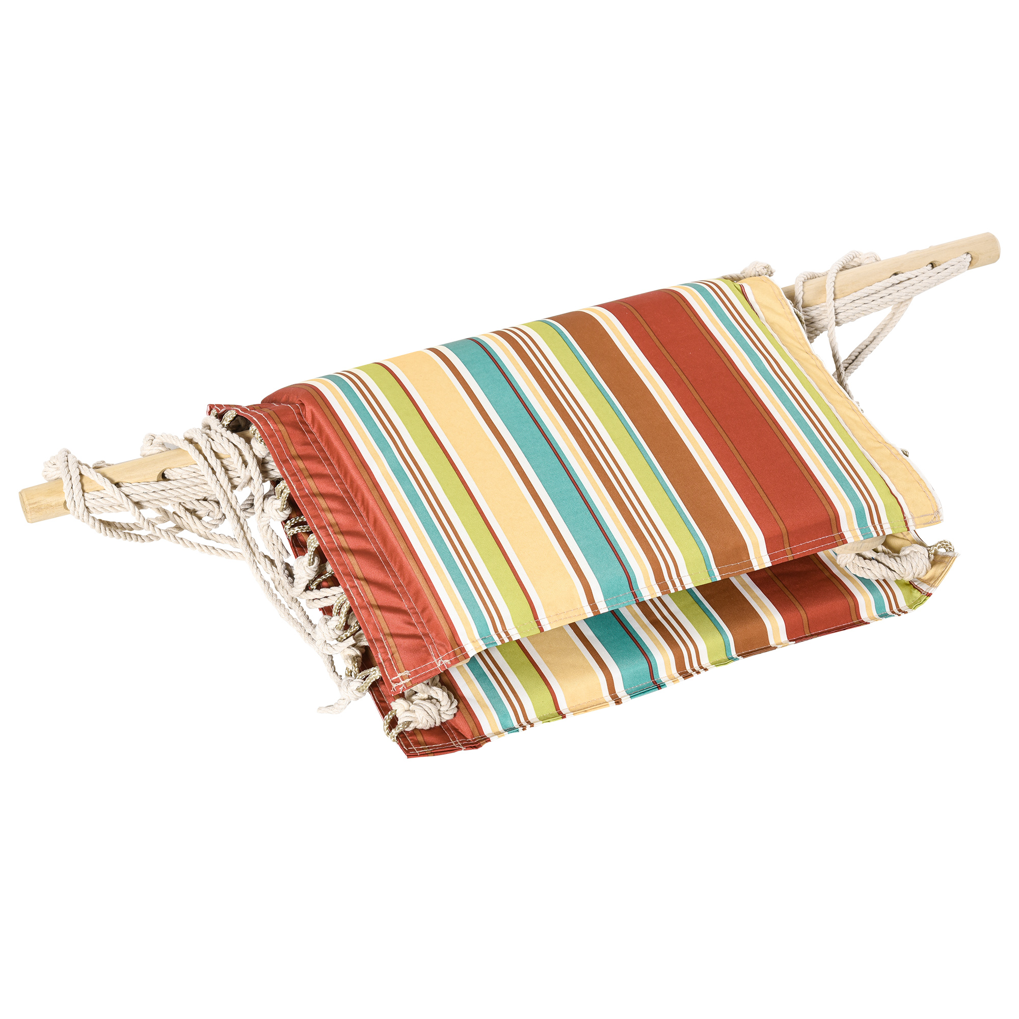 Outsunny Hanging Hammock Chair Swing Chair Thick Rope Frame Safe Wide Seat Indoor Outdoor Home, Patio, Yard, Garde Spot Stylish Multi-Color Stripe 7