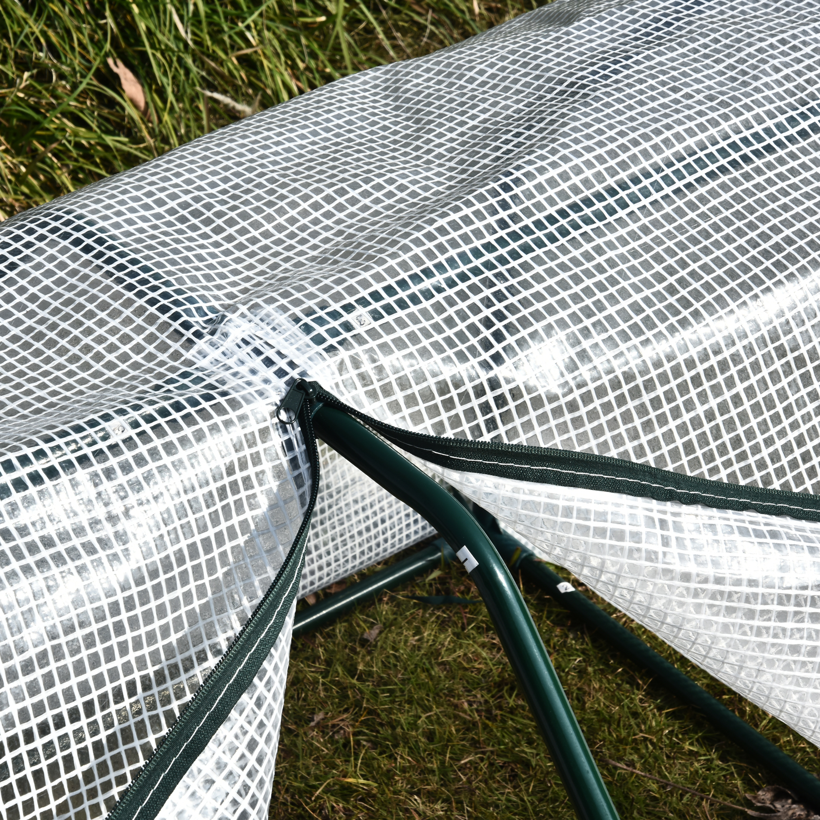 Outsunny Mini  Greenhouse Grow House PVC Cover Steel Frame White 99L x 71W x 60H cm 9