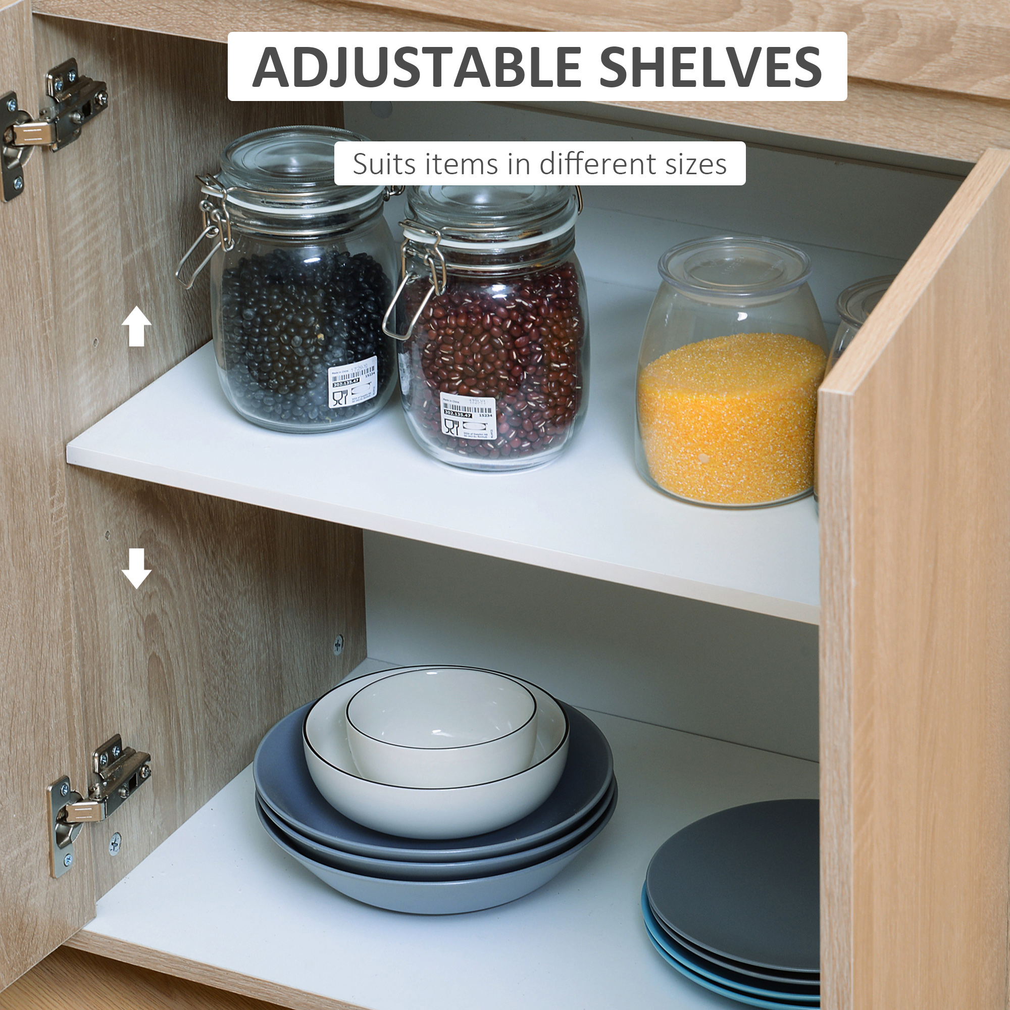 HOMCOM Kitchen Storage Trolley Cart Cupboard Rolling Island Shelves Cabinet With Door and Drawer Locking Wheels 6