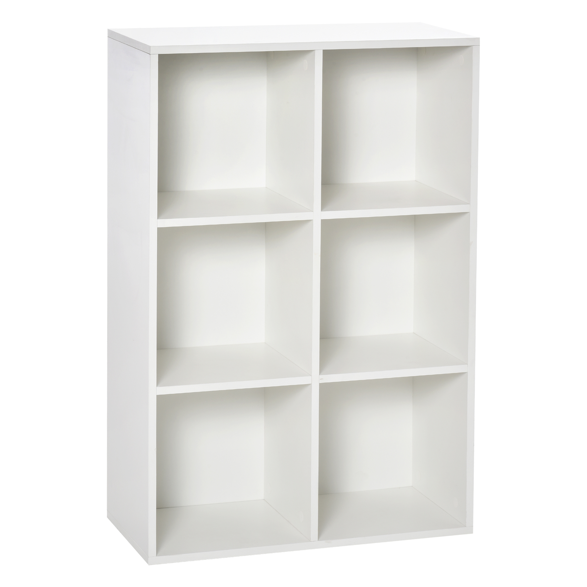 HOMCOM Librería de Madera Blanca de 3 Niveles con 6 Compartimentos para Libros Estantería Estante en Salón Dormitorio Oficina 65,5x30x97,5 cm   Aosom España