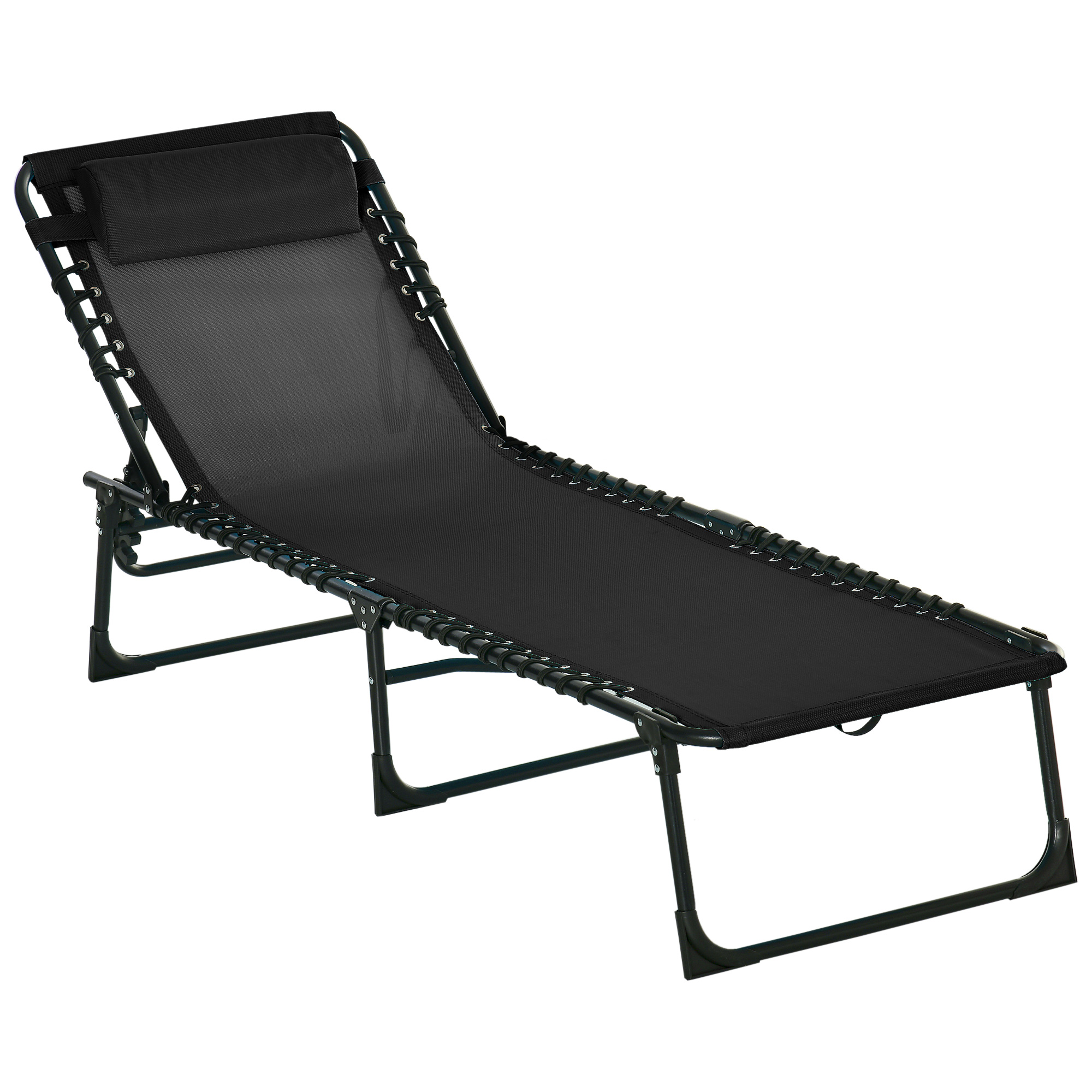 Product photograph of Outsunny Garden Reclining Lounger Folding With 4 Position Adjustable Back 100 Pvc Fabric Camping And Hiking Recliner Black Aosom Uk from Aosom UK