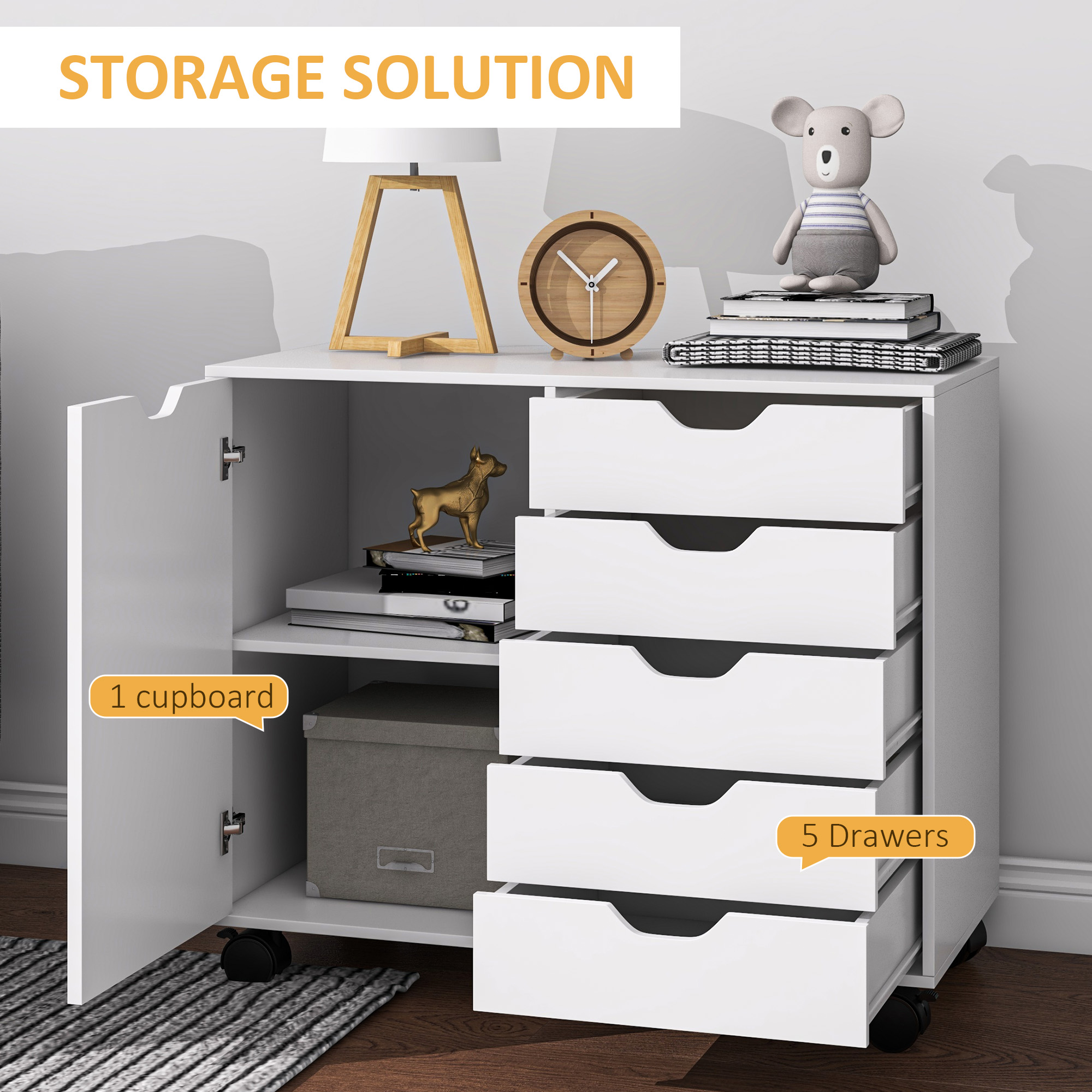 HOMCOM Multi-Storage Mobile Office Storage Cabinet White 4