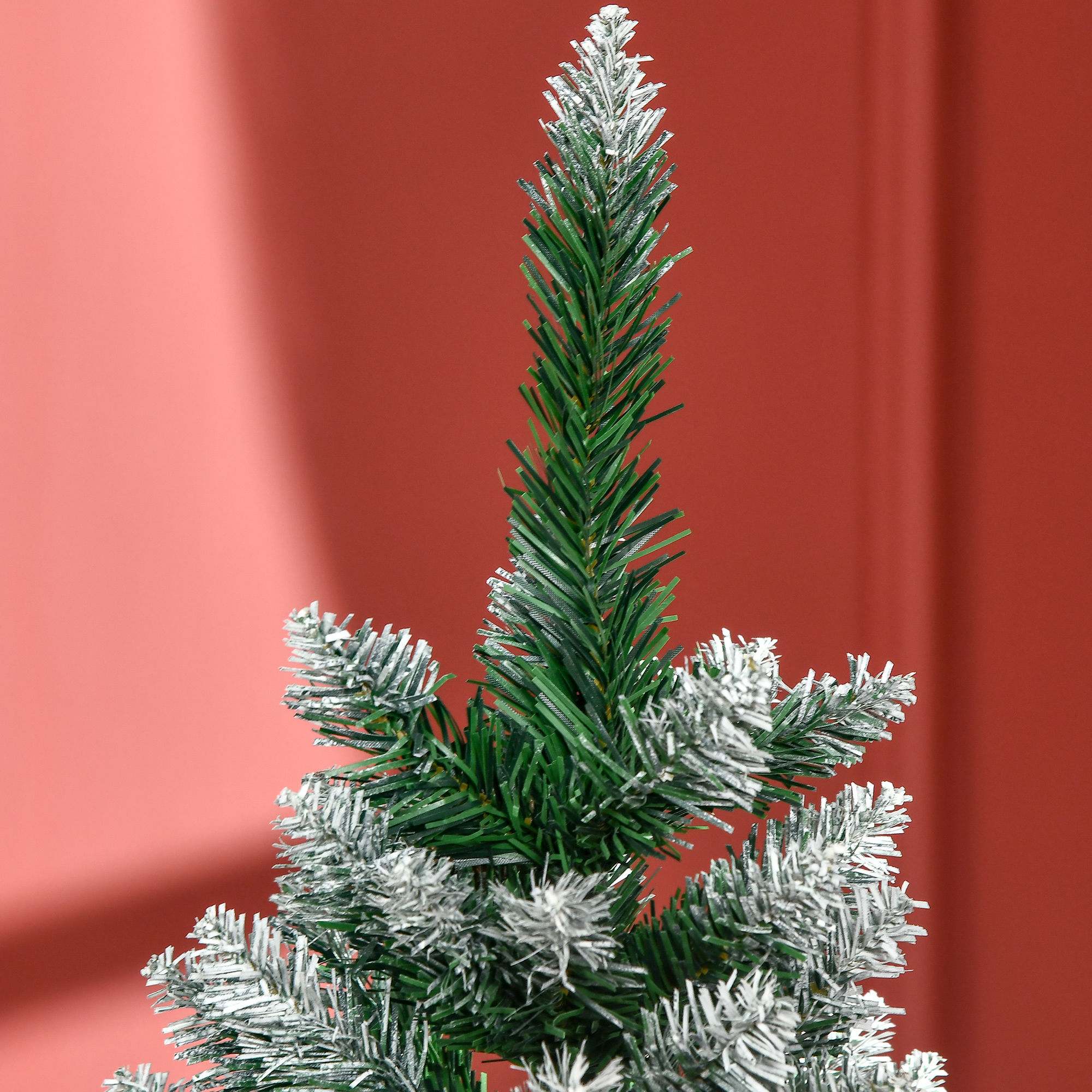 HOMCOM 5 Ft Snow Artificial Christmas Tree with Realistic Branches, Pine Cone, for Indoor Decoration, Green White 9