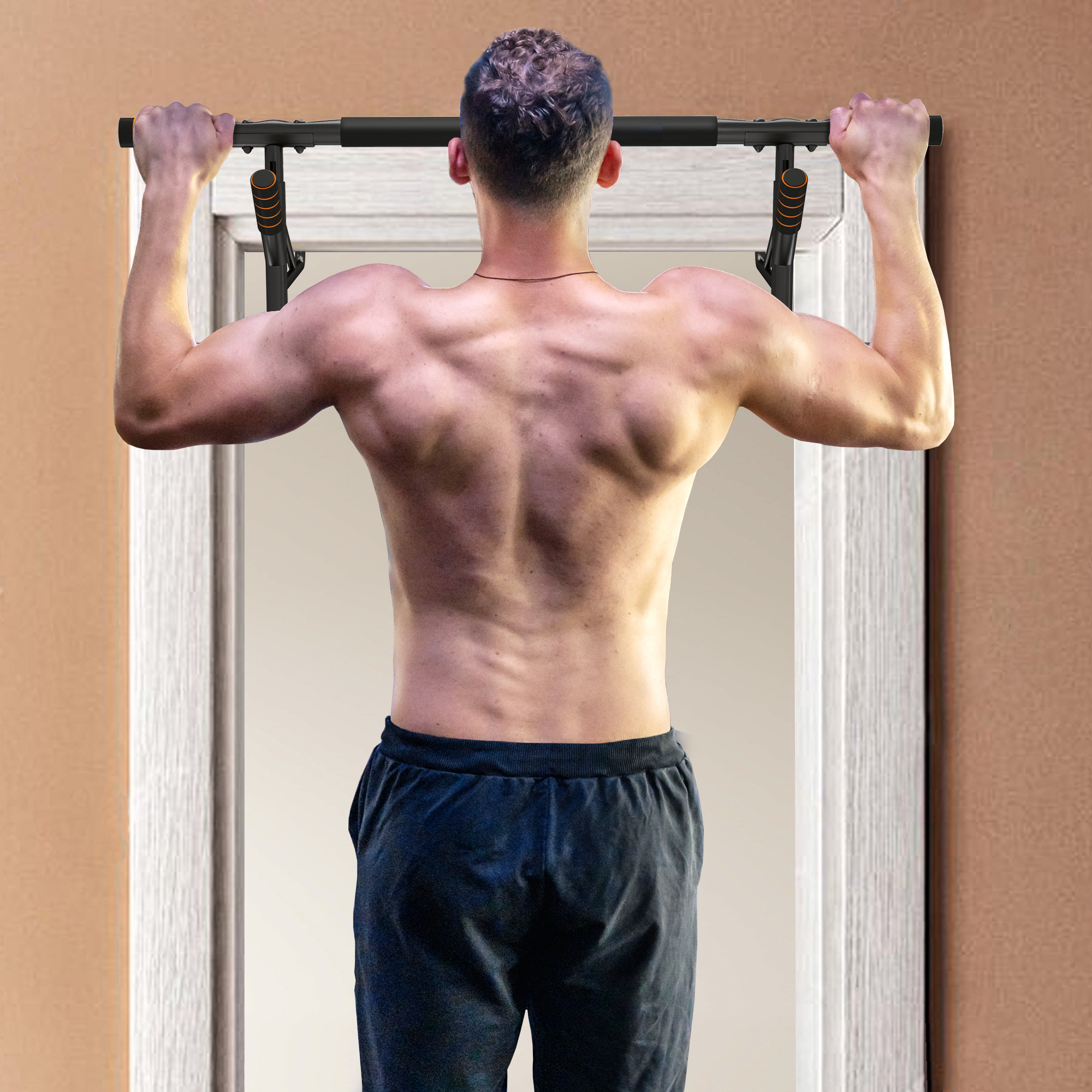 Barre De Traction Porte Réglable 79-98 Cm - Support 225 Kg, Niveau Intégré, 6 Points D'Appui - 4