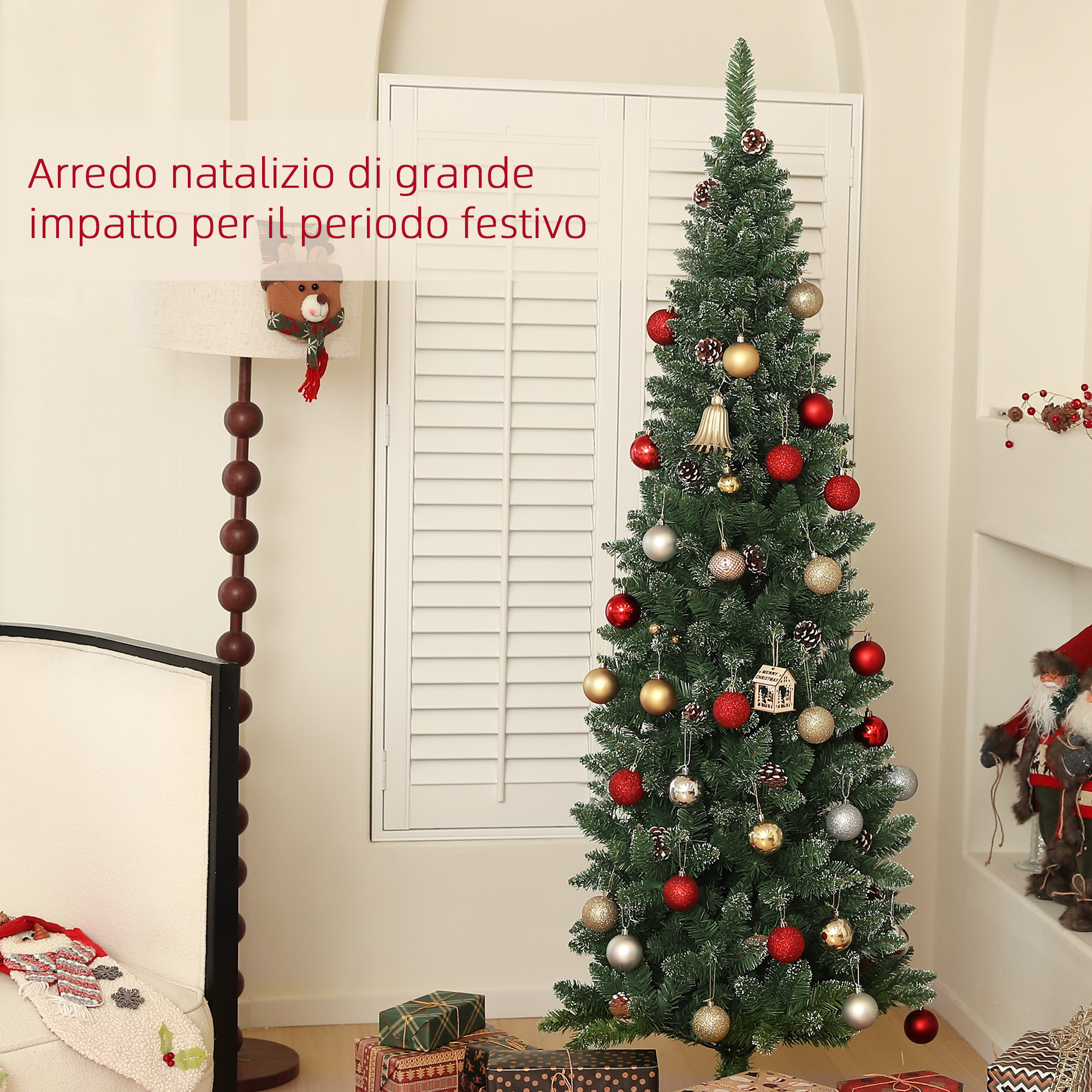 HOMCOM Albero Di Natale Artificiale Innevato 120 Cm Con 328 Rami, Pigne E Vaso - Verde