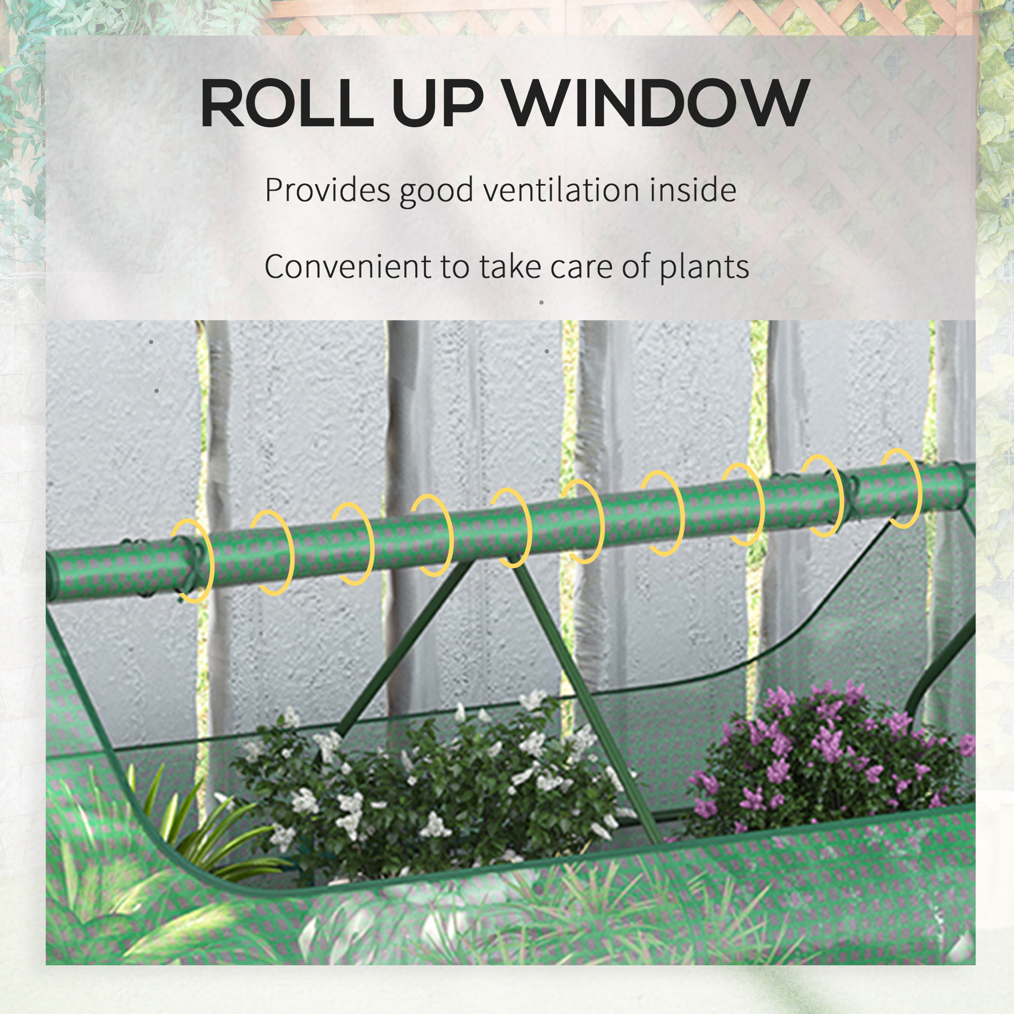 Outsunny Raised Garden Bed with Greenhouse, Steel Planter Box with Plastic Cover, Roll Up Window, Dual Use for Flowers, Vegetables, Fruits and Herbs, 185L x 95W x 92H cm, Green 8