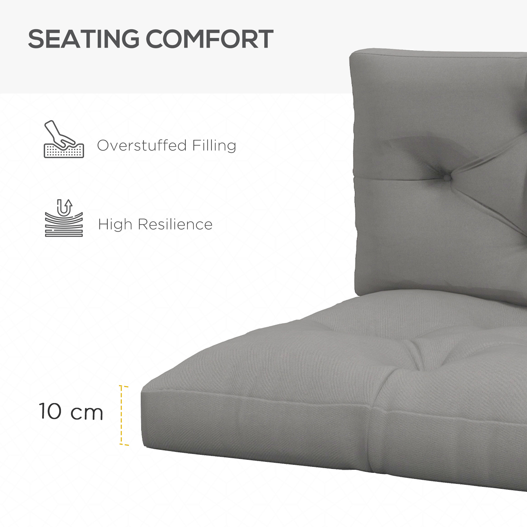 Outsunny Seat and Back Padded Pallet Cushion Set Light Grey 5
