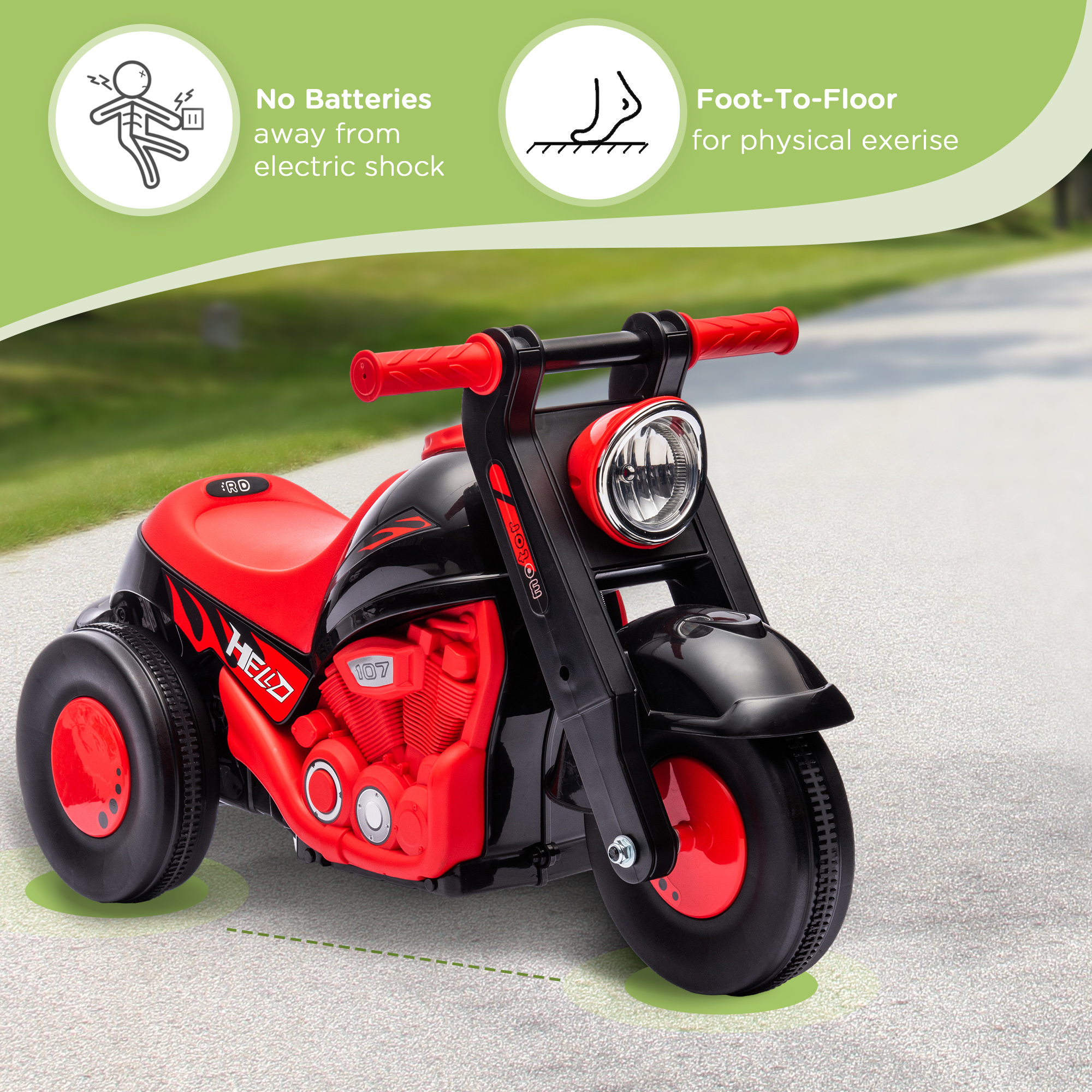 AIYAPLAY Foot To Floor Sliding Kids Ride On Car with Music, Bubble, for Toddler from 2 to 5 Years Old Black 5