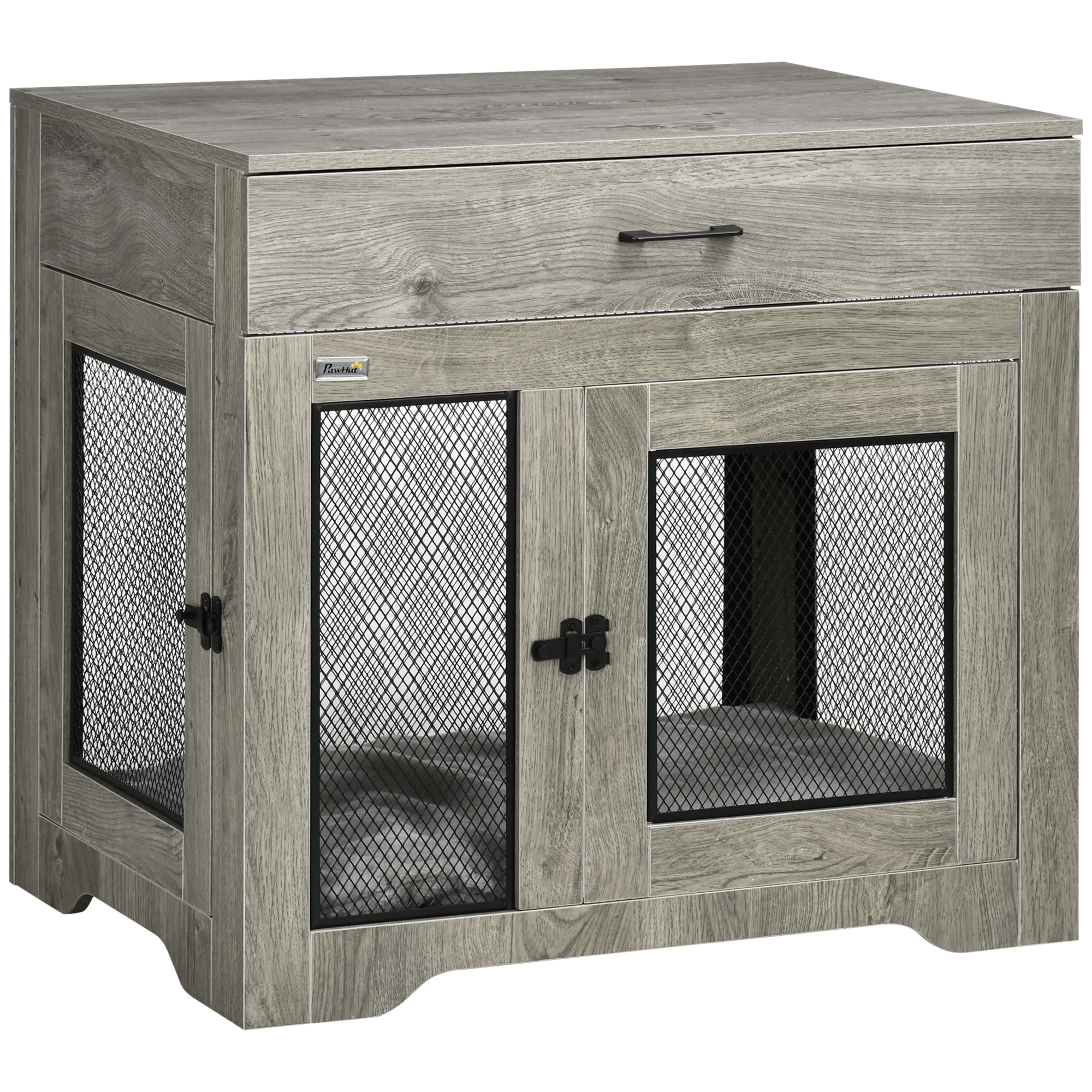 PawHut 2-in-1 Dog Cage & Side Table, with Two Doors, Cushion, for Large Dogs