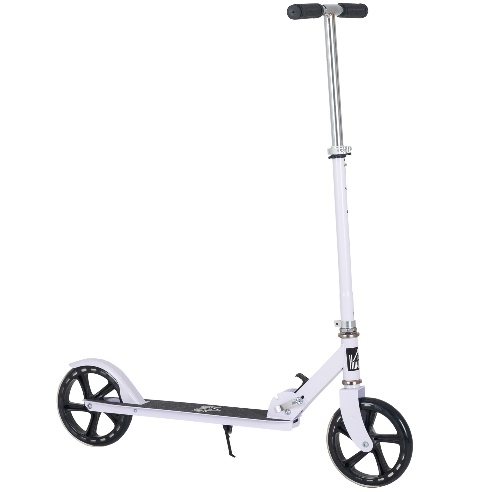HOMCOM Trottinette pliable deux roues hauteur guidon réglable sur 4 niveaux système de freinage à friction arrière enfants de 3 à 8 ans blanc