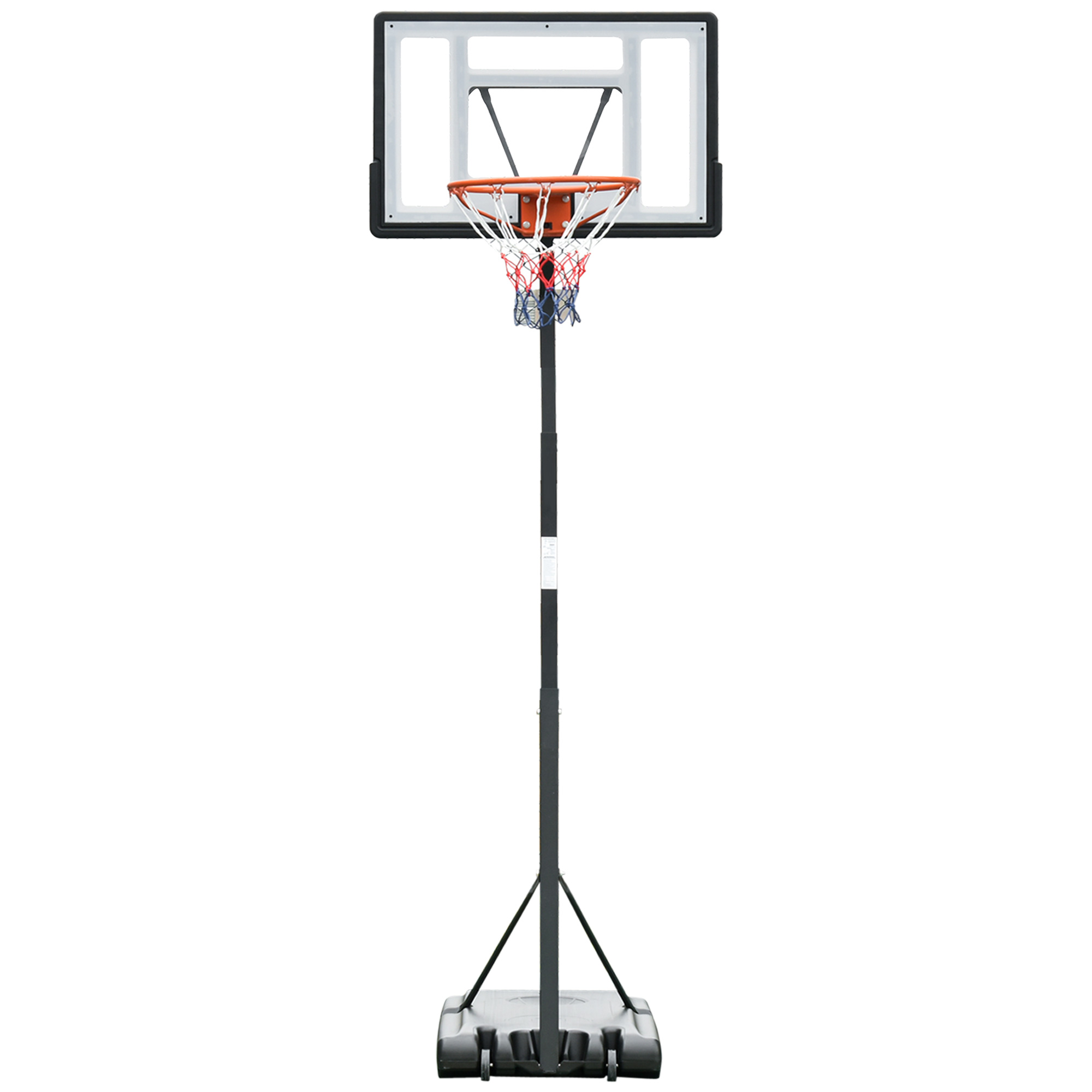 HOMCOM Panier de Basket-Ball sur pied avec poteau panneau base de lestage sur roulettes hauteur réglable panier 2,55 - 3,05 m noir blanc