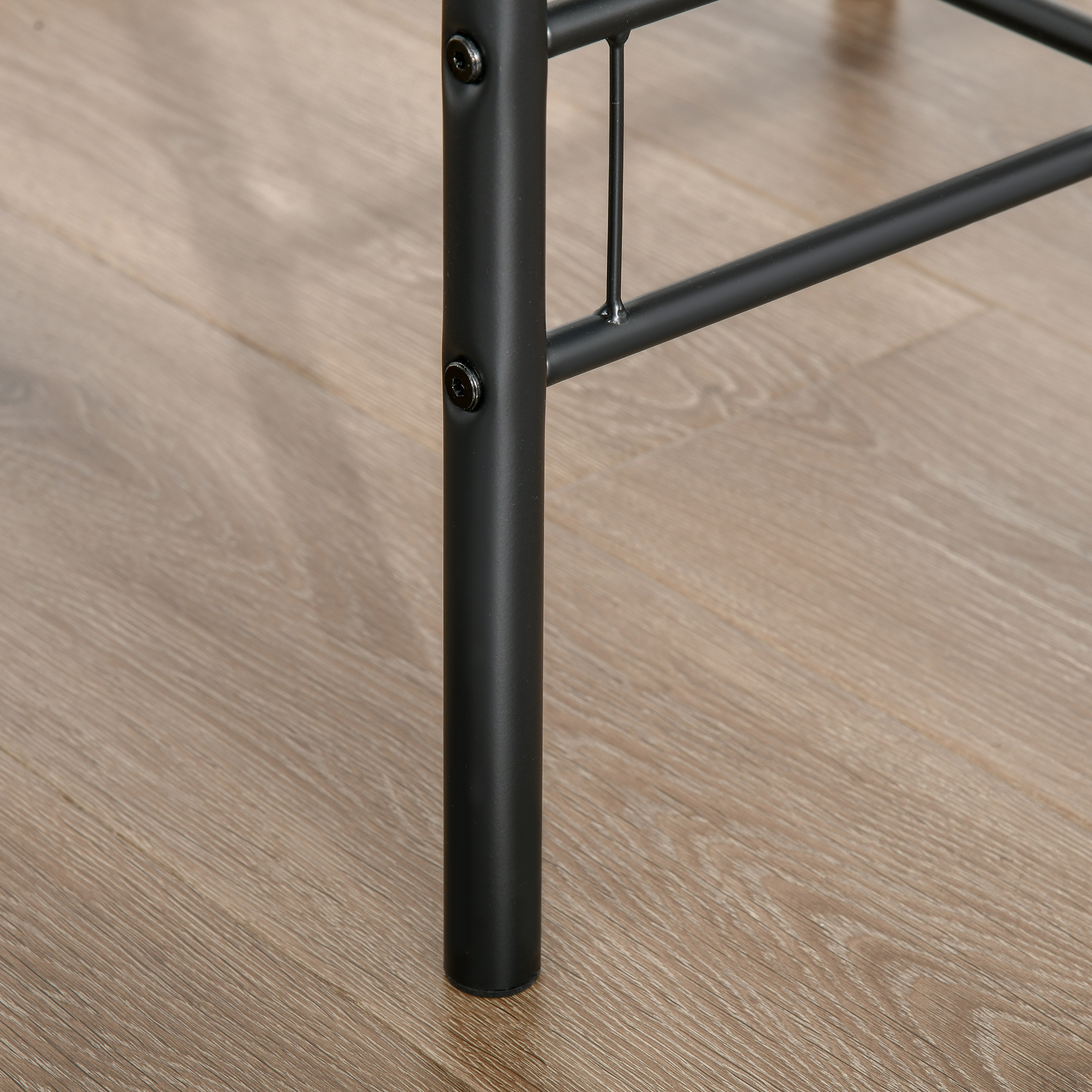 HOMCOM Dining Table and Chairs Set 3, Breakfast Bar Table and 2 Chairs w/ Shelf, Wood-Effect Tabletop for Small Space 9