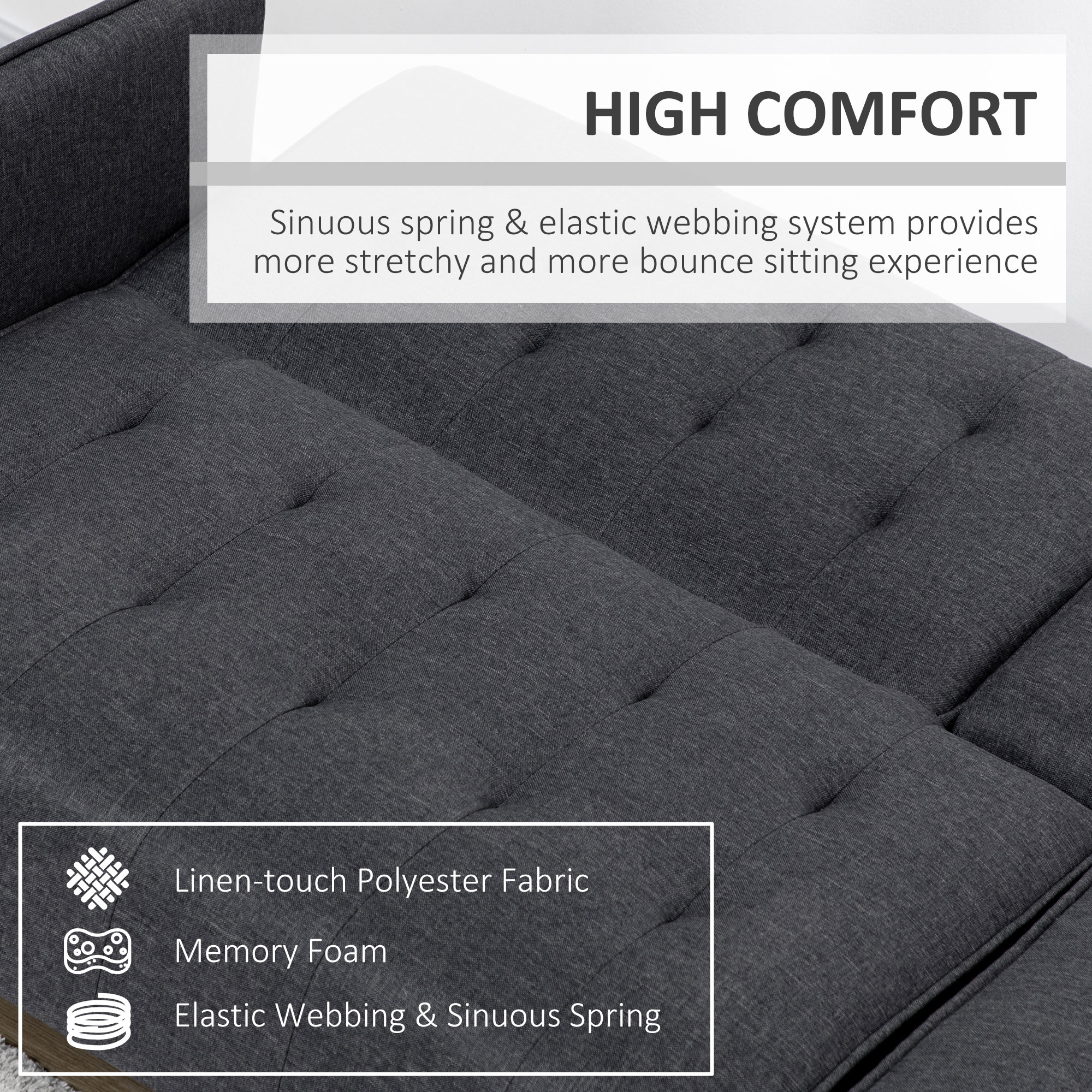 HOMCOM Three-Seater Sofa Bed, with Cupholders Grey 7