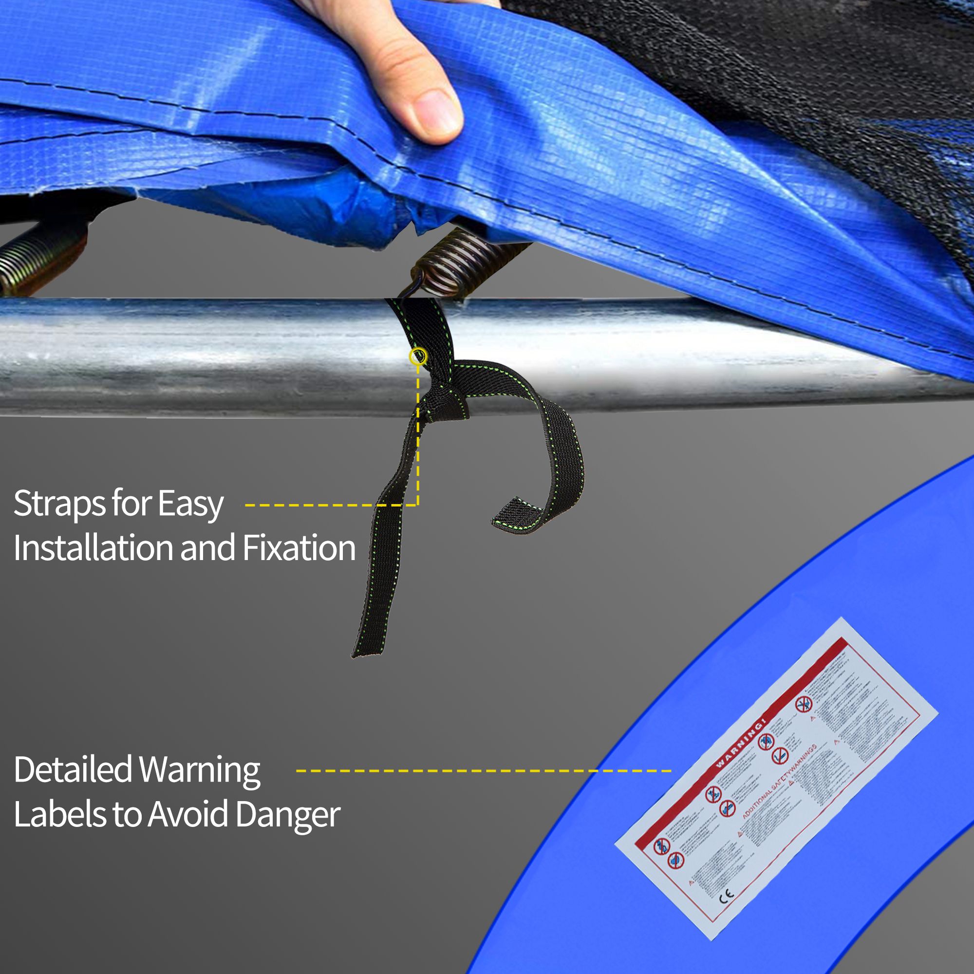 HOMCOM Φ244cm Trampoline Pad Pads Replacement Trampoline Accessories Safety Surround Pads Padding 8ft Blue 6