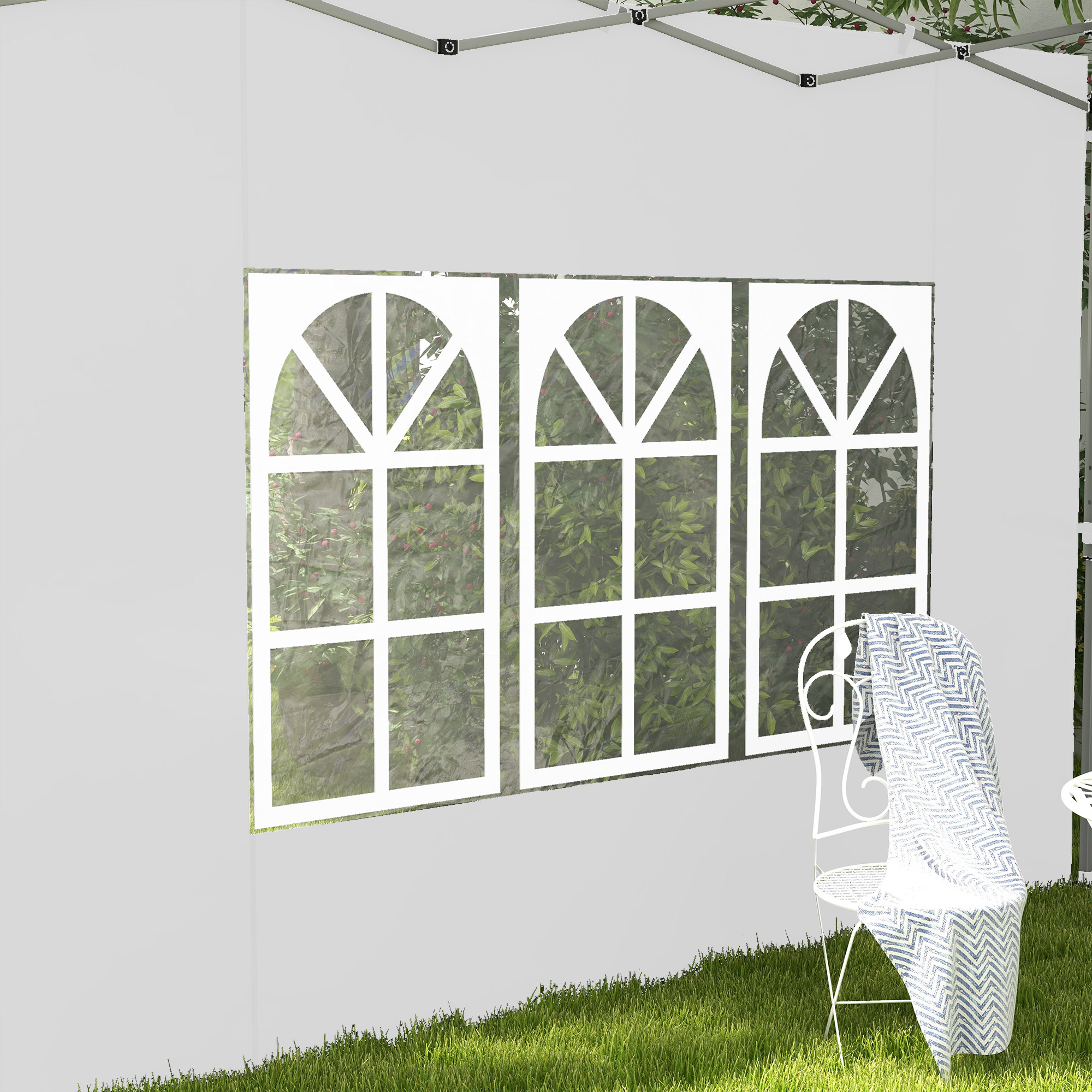 Outsunny Gazebo Side Panels, Sides Replacement with Window for 3x3(m) or 3x4m Pop Up Gazebo, 2 Pack, White 9