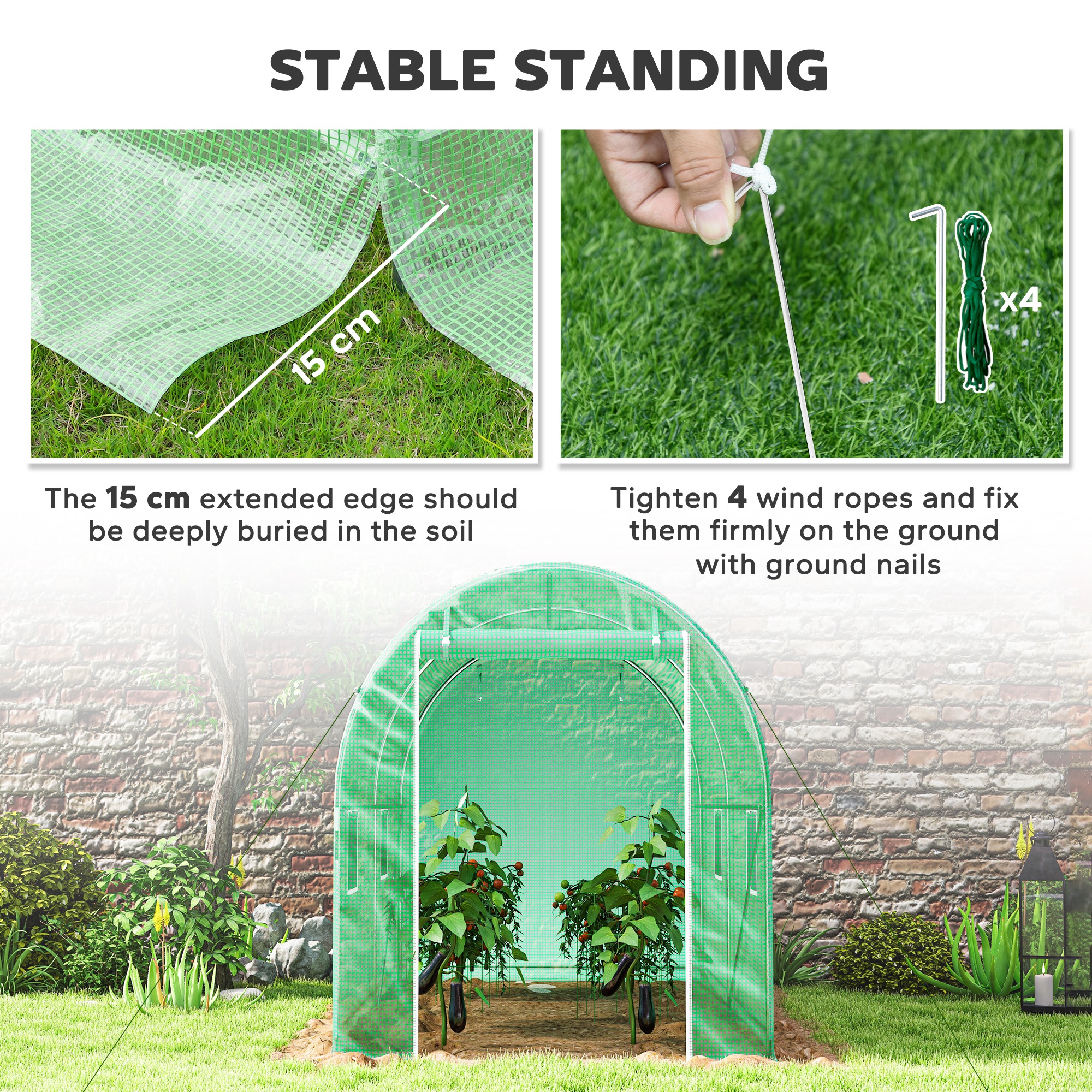 Outsunny 300 x 195cm Walk-In Tunnel Greenhouse Green 5