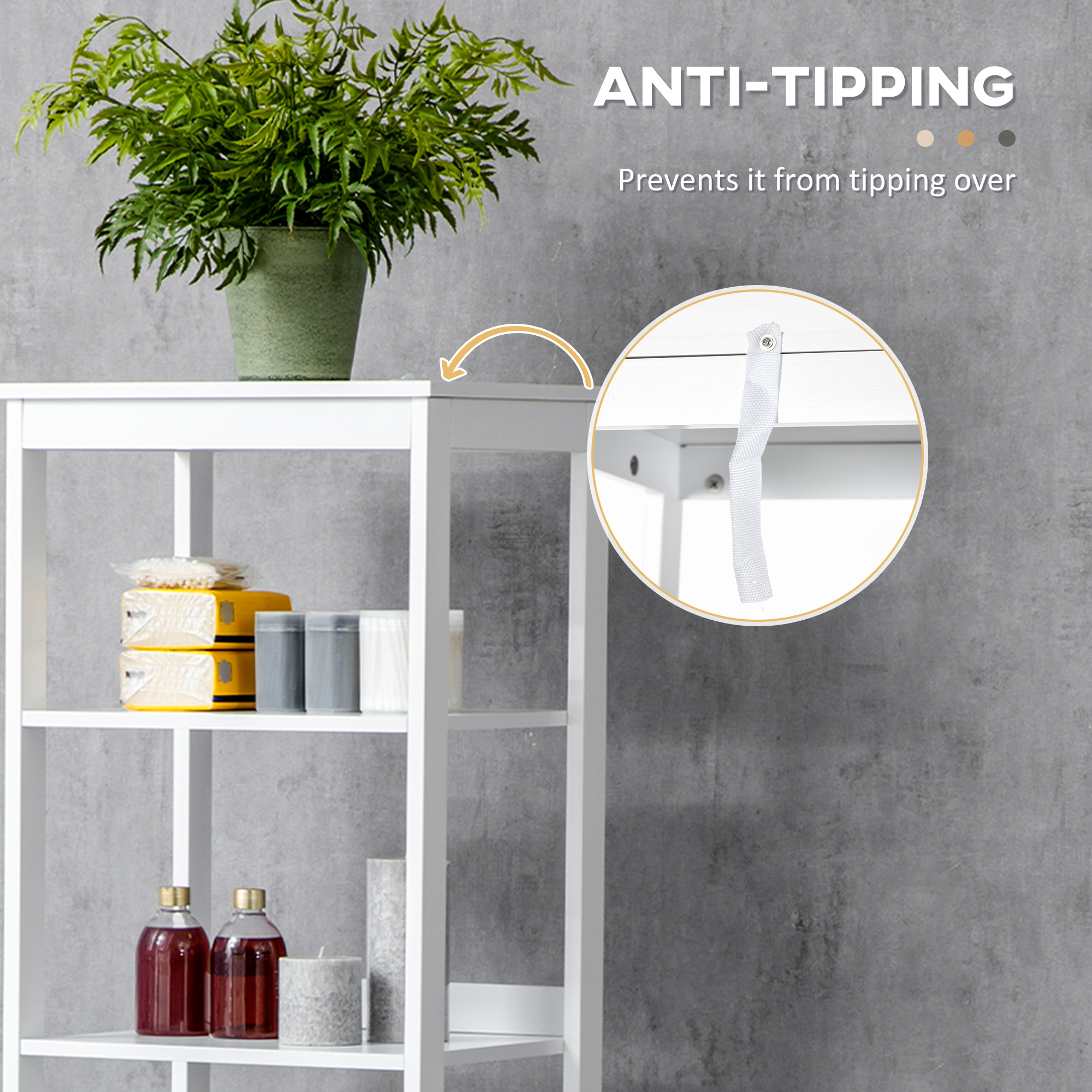 kleankin Tall Bathroom Cabinet Free Standing Slimline Cupboard Tallboy Unit Storage Organiser for Bathroom, Living Room, Kitchen 6