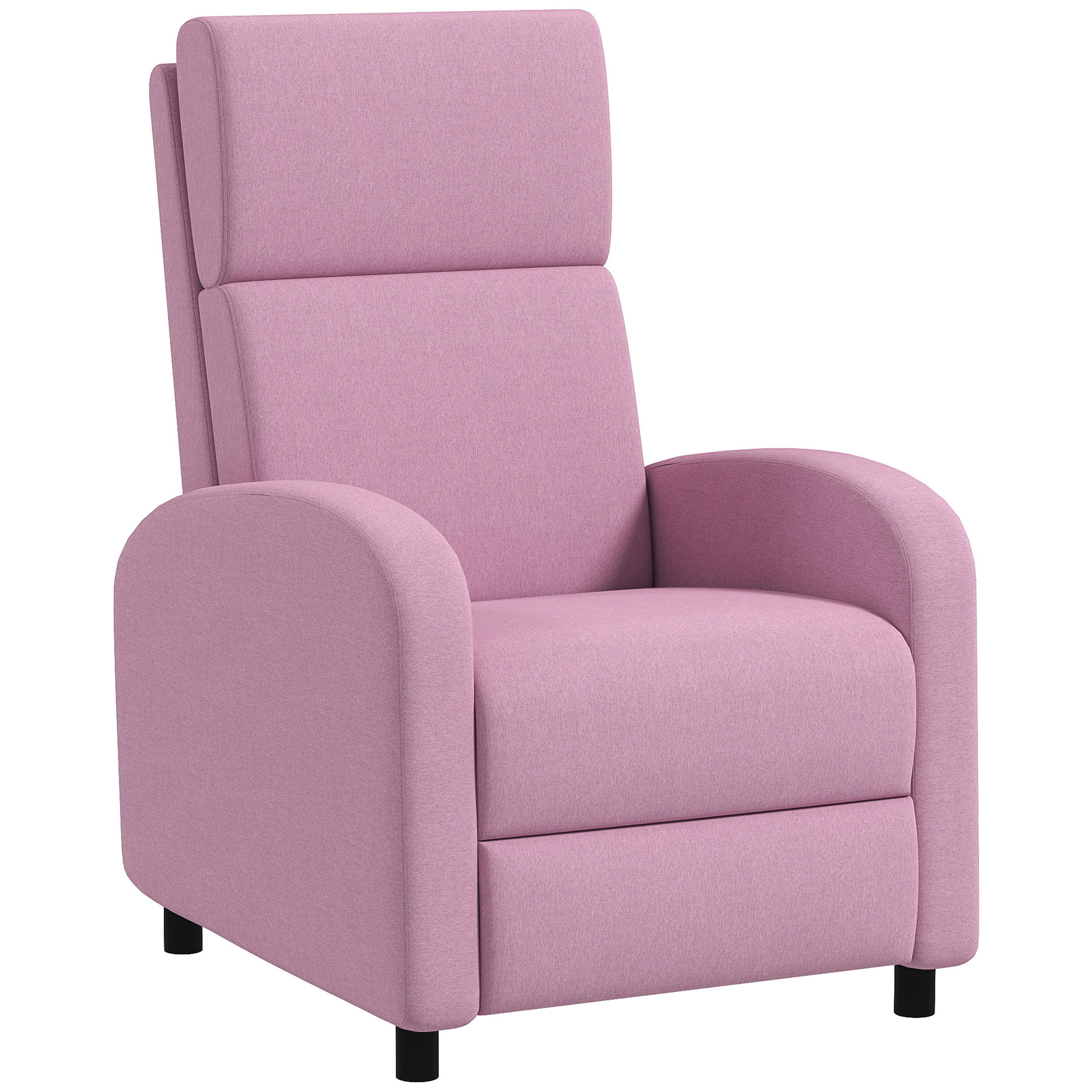 HOMCOM Sillón Relax Reclinable hasta 160° Sofá Reclinable Moderno con Reposapiés Soporta hasta 120 kg 64x86x102 cm Rosa