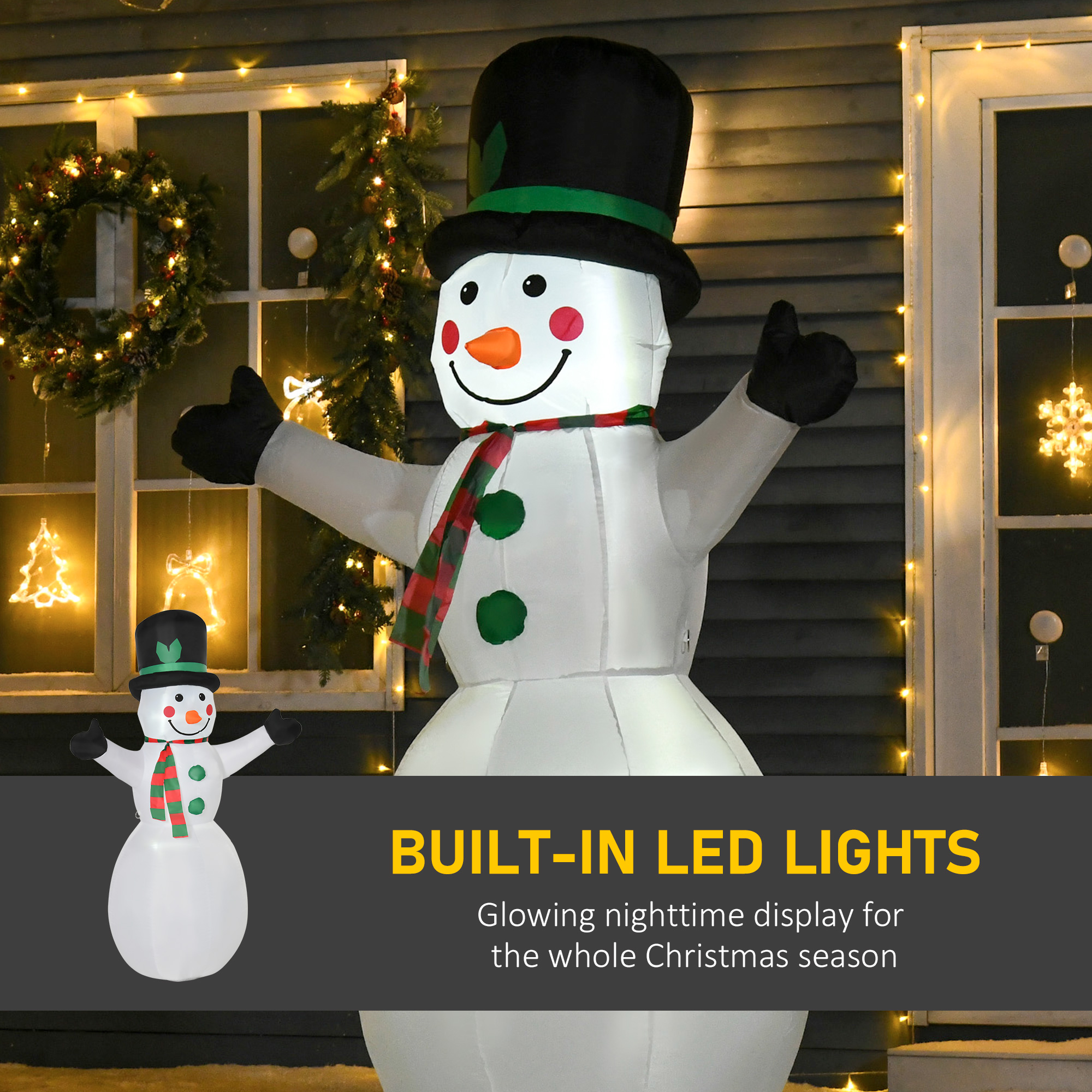 HOMCOM 6.5ft Inflatable Snowman LED Christmas Xmas Air Blown Holiday Decoration Outdoor Garden Decor 4