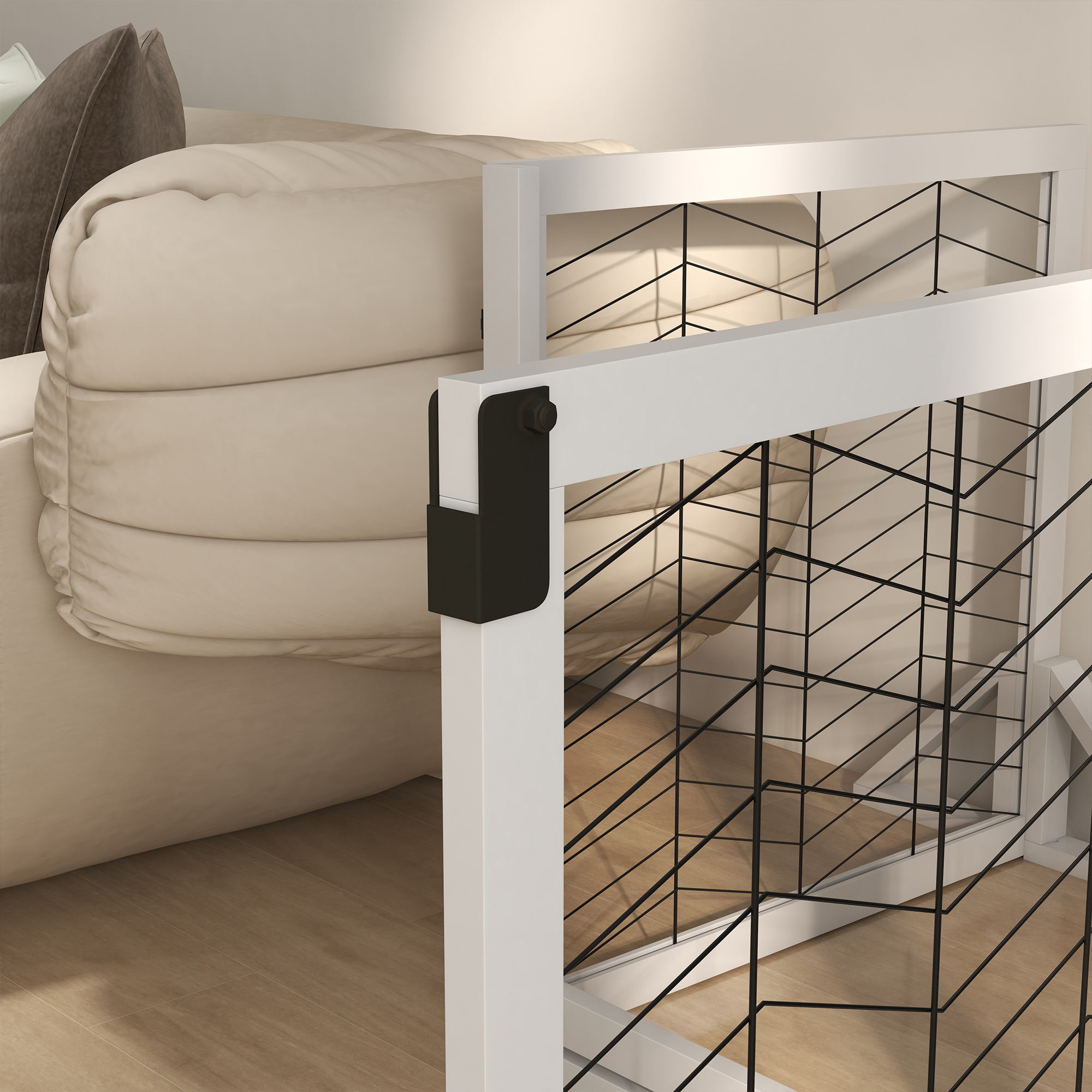 PawHut 8 Panels Foldable Pet Gate with Support Feet, for House, Doorway, Stairs, Small and Medium Dogs White 8