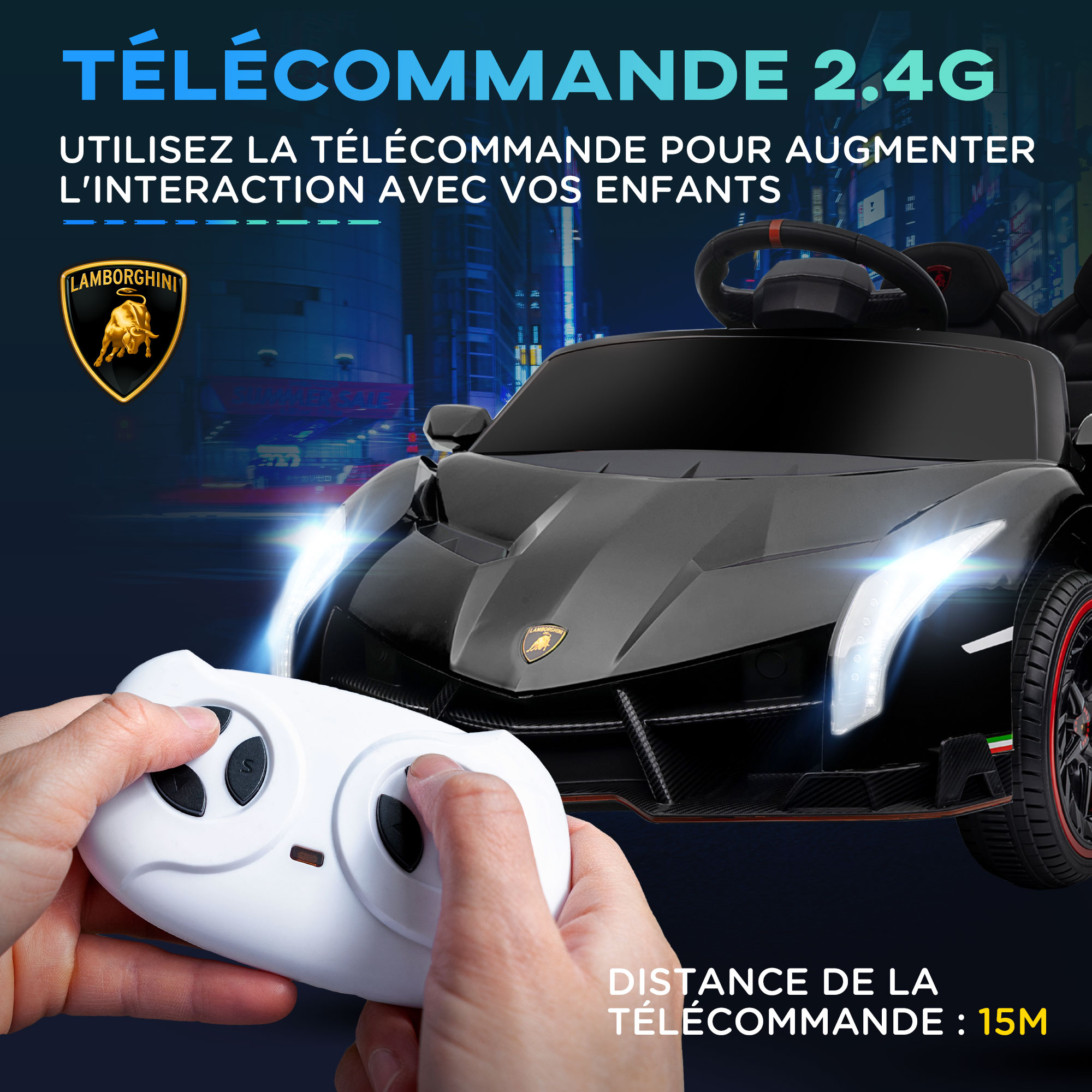 Voiture électrique pour enfants sous licence Lamborghini Veneno 12V10AH pédale à Voiture électrique pour enfants sous licence Lamborghini Veneno 12V10AH pédale à