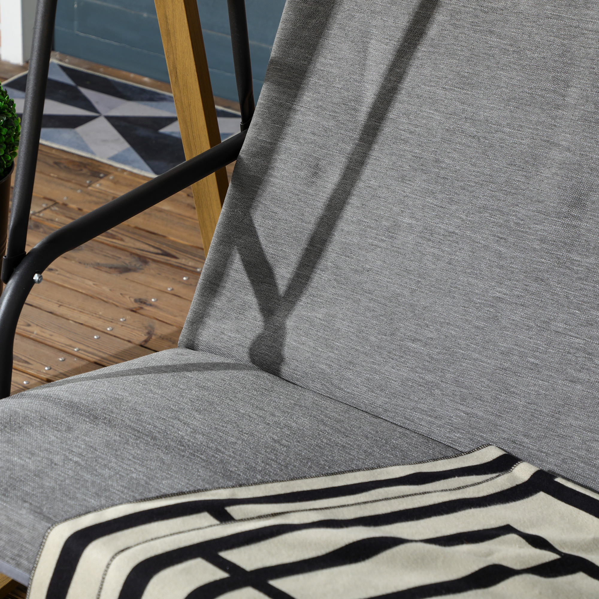 Outsunny 3 Seater Swing Chair, Garden Swing Bench with Adjustable Canopy, Cushioned Seat and Weather Resistant Steel Frame for Patio, Yard 9