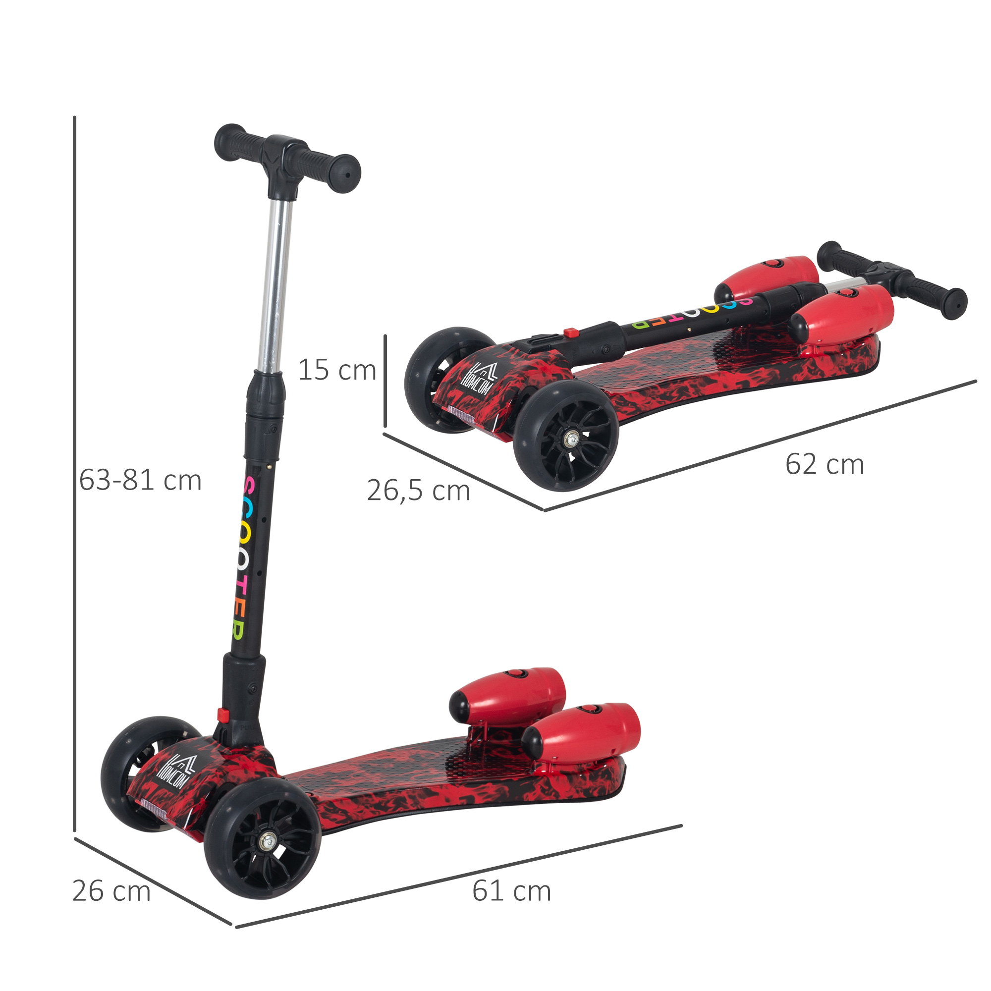 Trottinette électrique 120 W pliable pour enfant de 7 à 12 ans hauteur guidon et selle réglable 10 Km/h max. rose HOMCOM