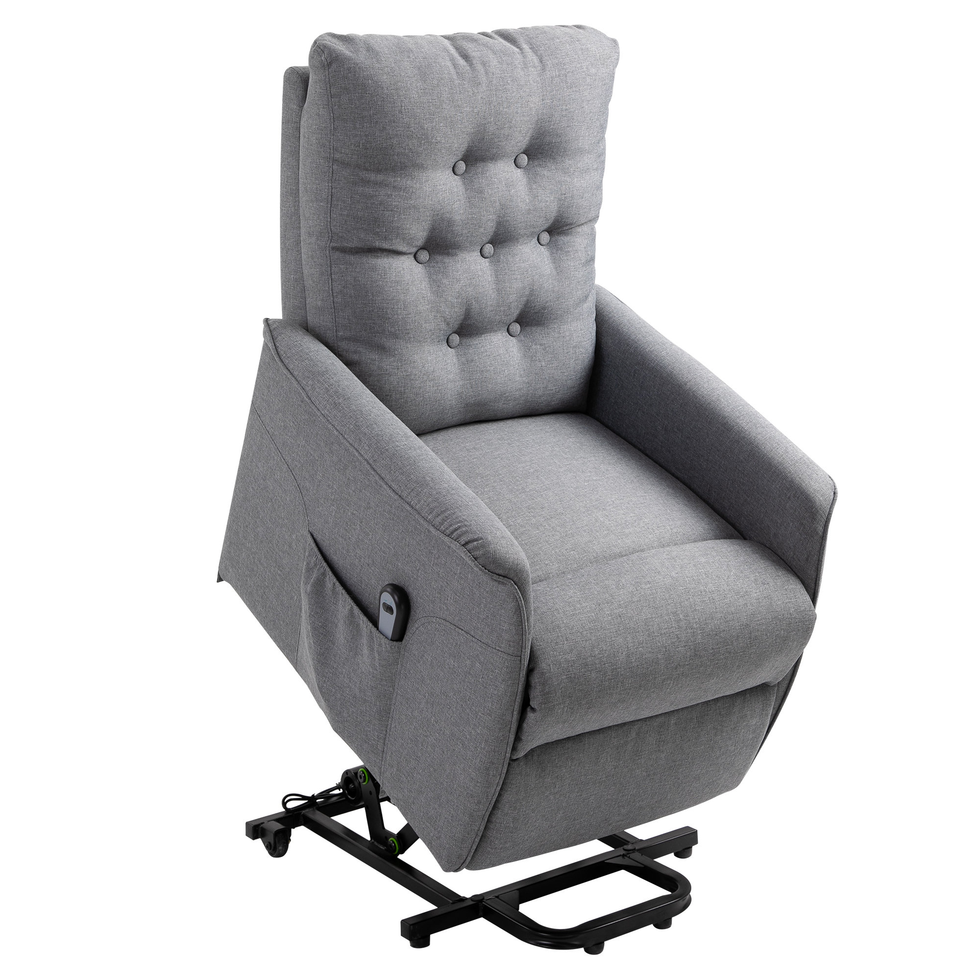 HOMCOM Fauteuil Releveur Électrique Télécommande Lin 65 x 92 x 98 cm Charge 200 kg Gris aosom france