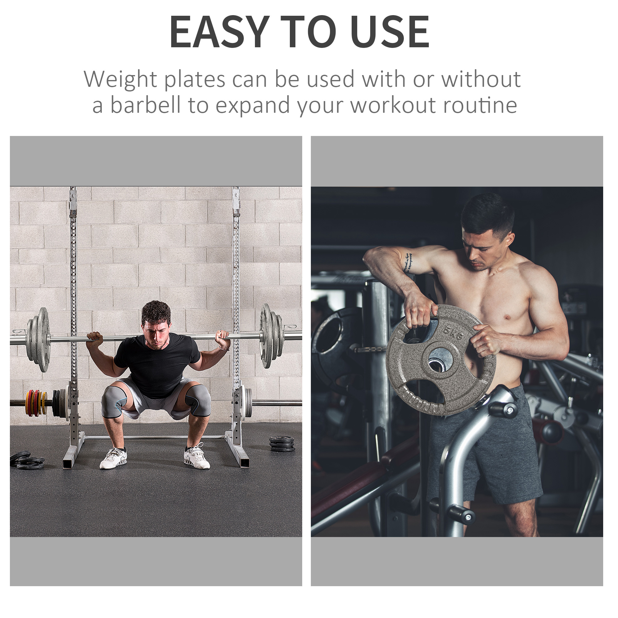 HOMCOM Set of 4 Weight Plate for 2 inch/5cm hole Dumbbell Handle Bar 15kg Dumbbell Plates Barbell Weight 2 x 5kg, 2 x 2.5kg 4